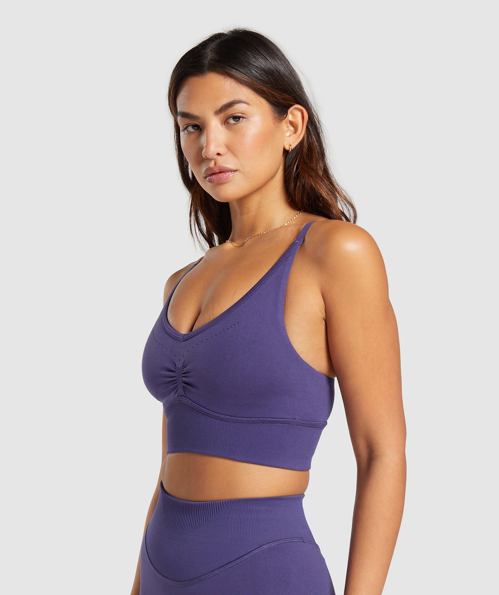 Sweat Seamless Cross Back Sports Bra in Galaxy Purple - view 3