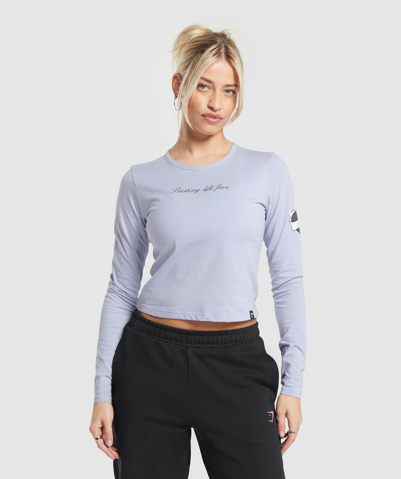 Tattoo Midi Long Sleeve T-Shirt in Silver Lilac