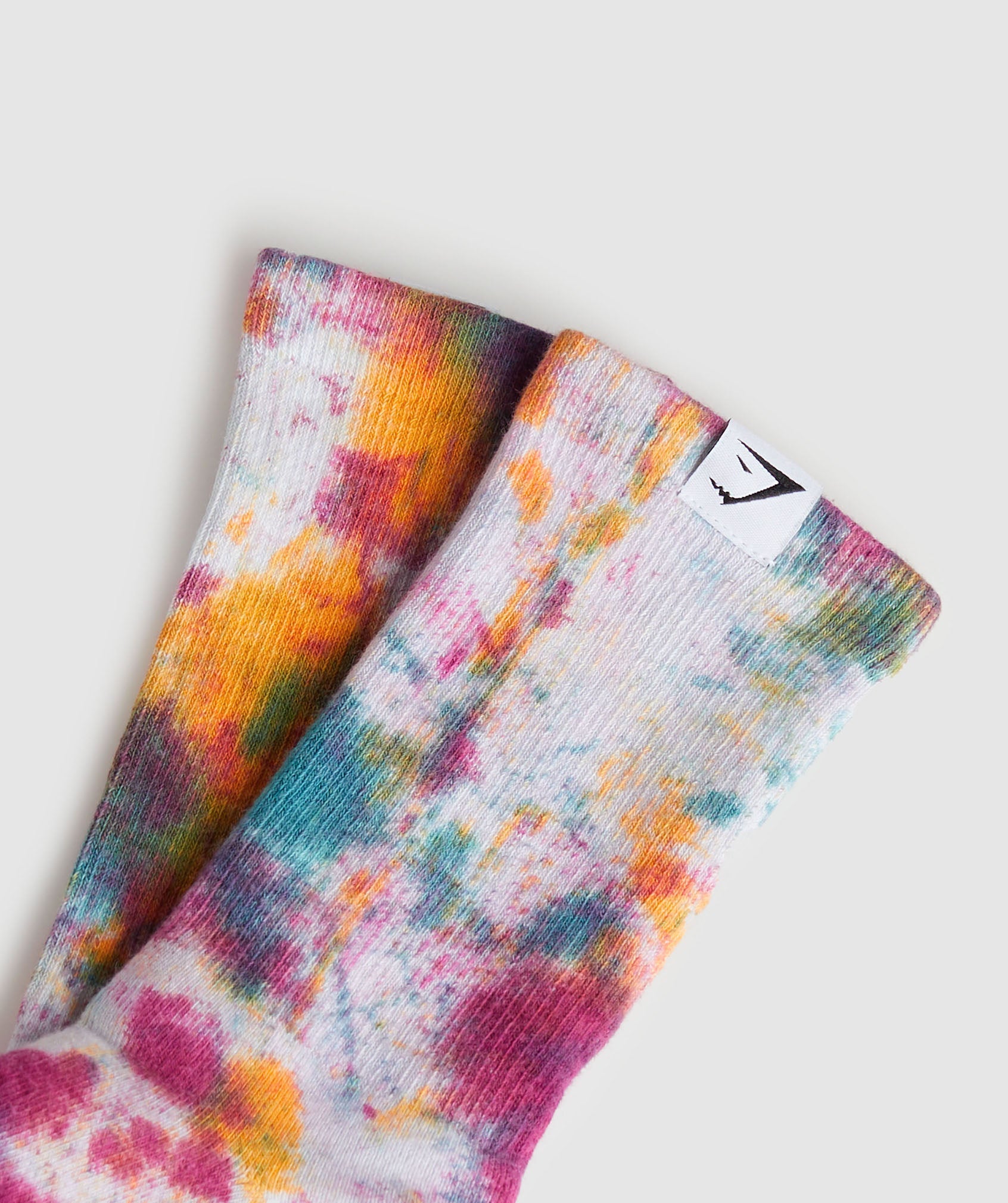 Tie Dye Crew Socks in White/Canary Yellow/Raspberry Pink/Terrace Blue - view 2