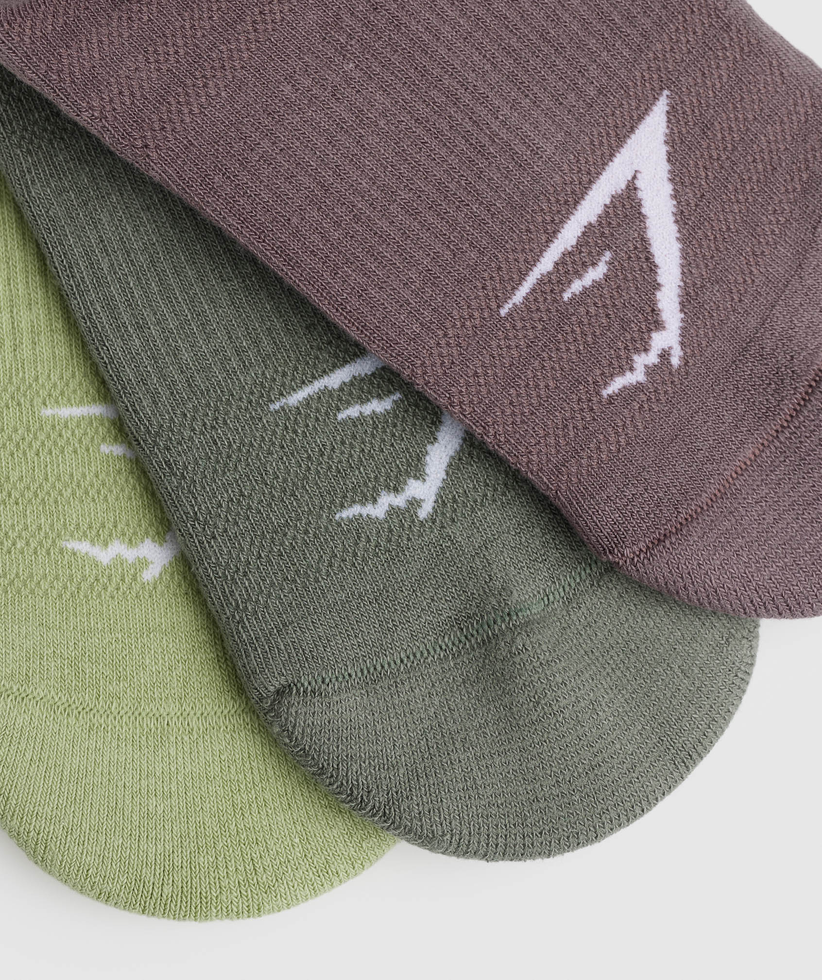 Trainer Socks 3pk in Walnut Mauve/Light Sage Green/Dusk Green - view 2