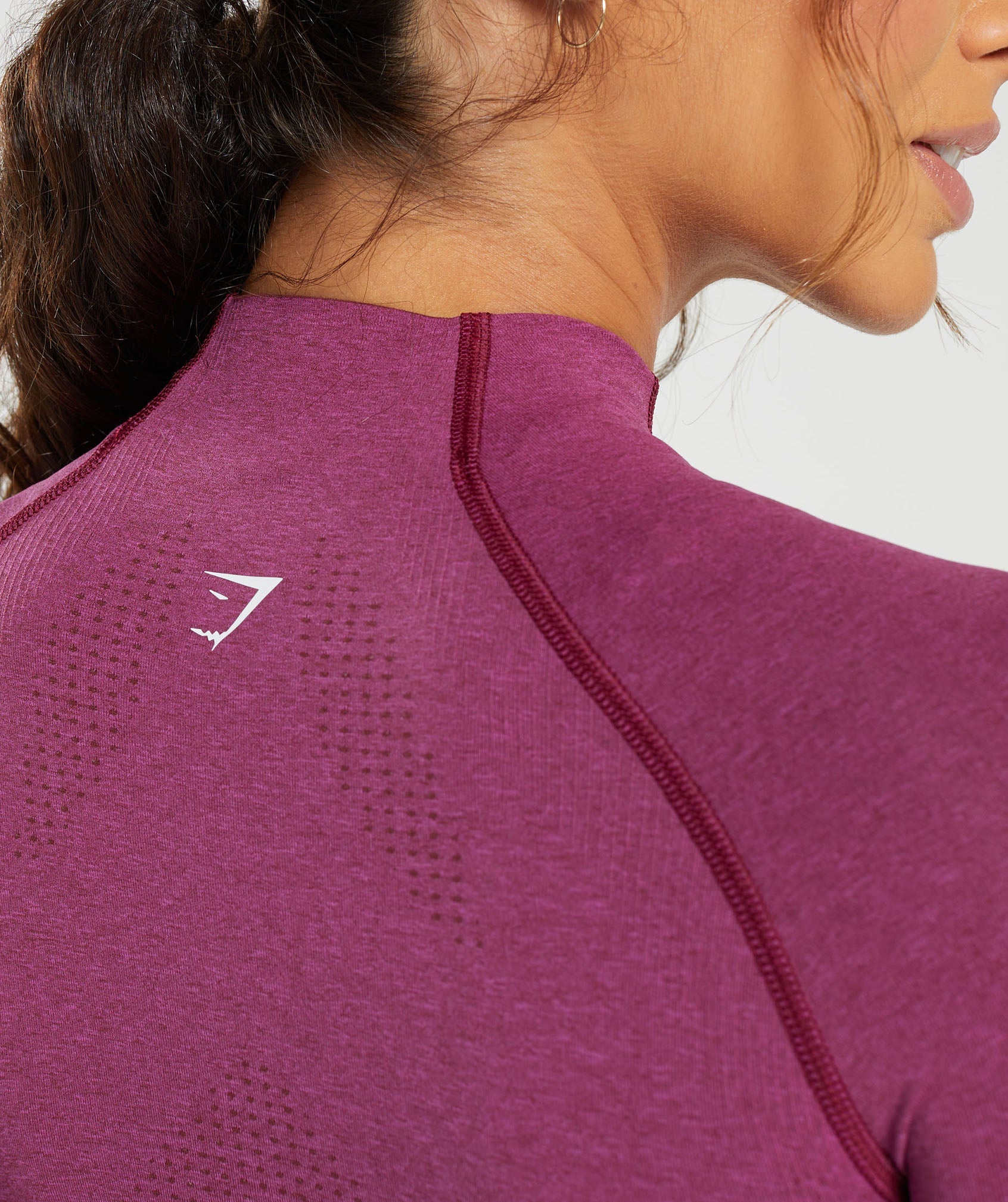 Vital Seamless  2.0 Midi Zip Up Jacket in Plum Pink Marl - view 6