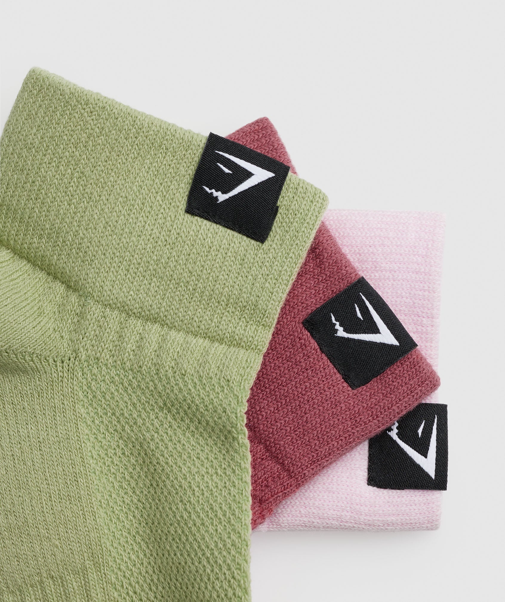 Woven Tab Quarter Socks 3pk in Lemonade Pink/Soft Berry/Light Sage Green - view 2