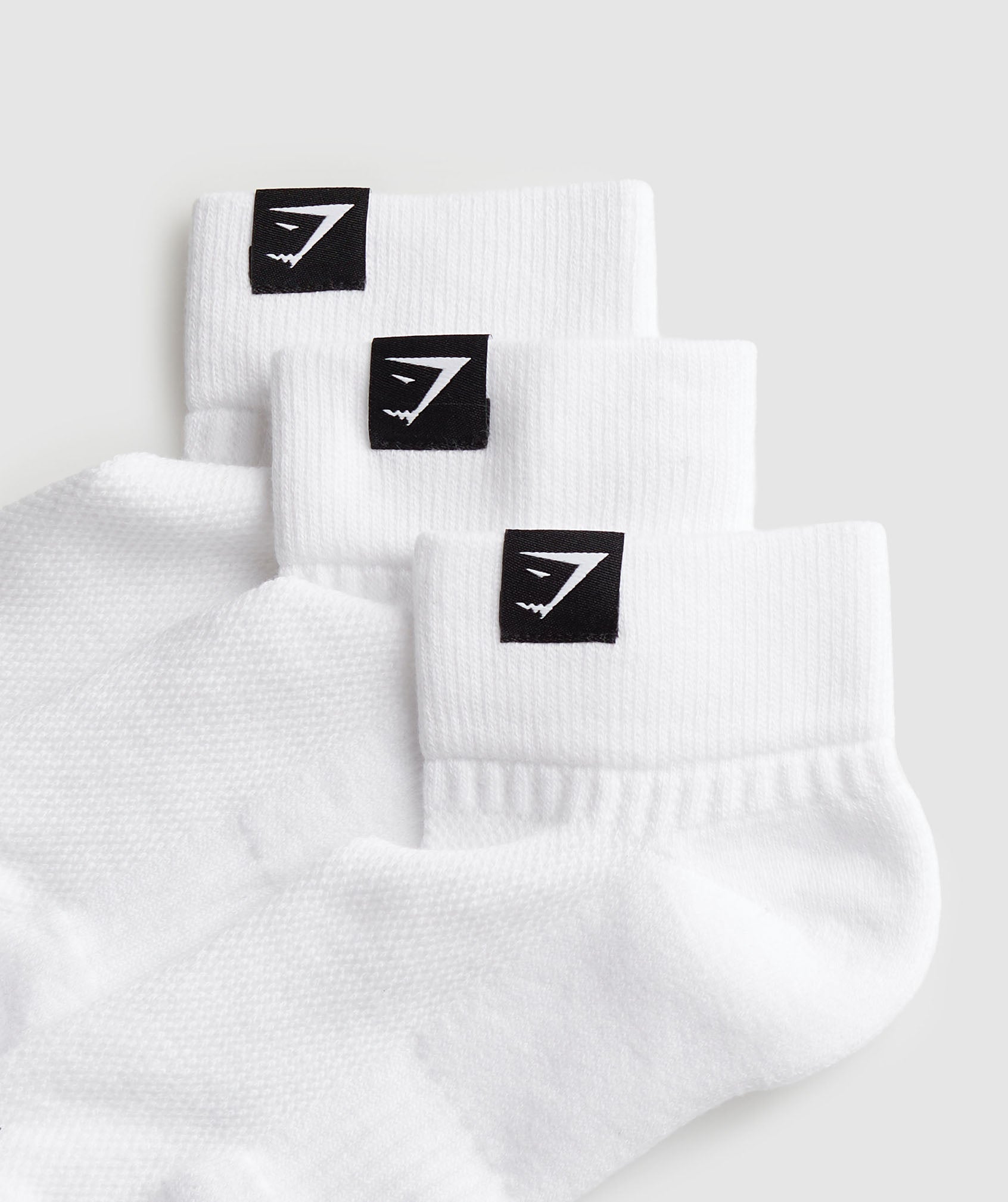 Woven Tab Quarter Socks 3pk in White - view 2