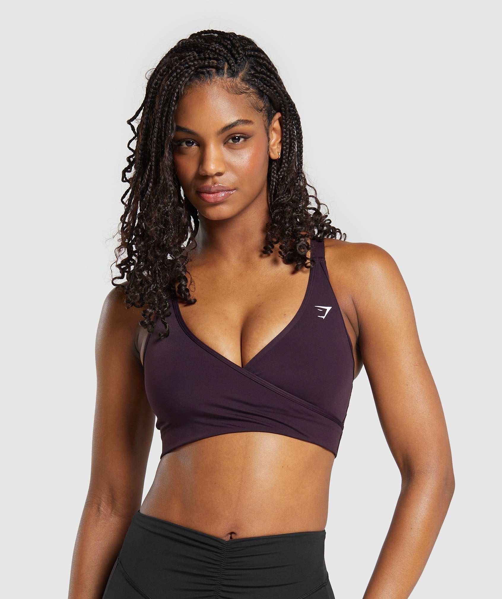 Wrap Sports Bra in Plum Brown