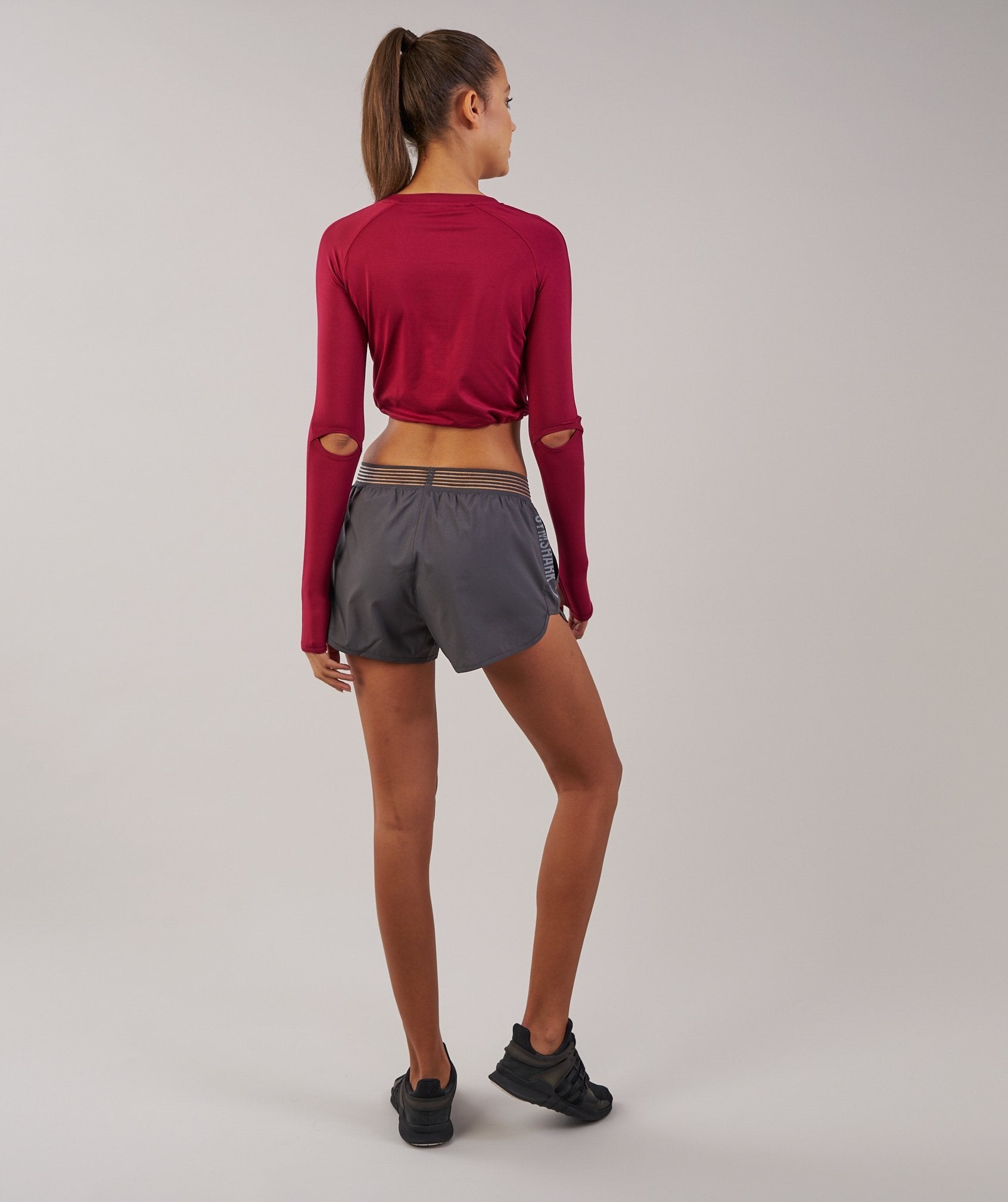 Drawcord Crop Top in Beet - view 2