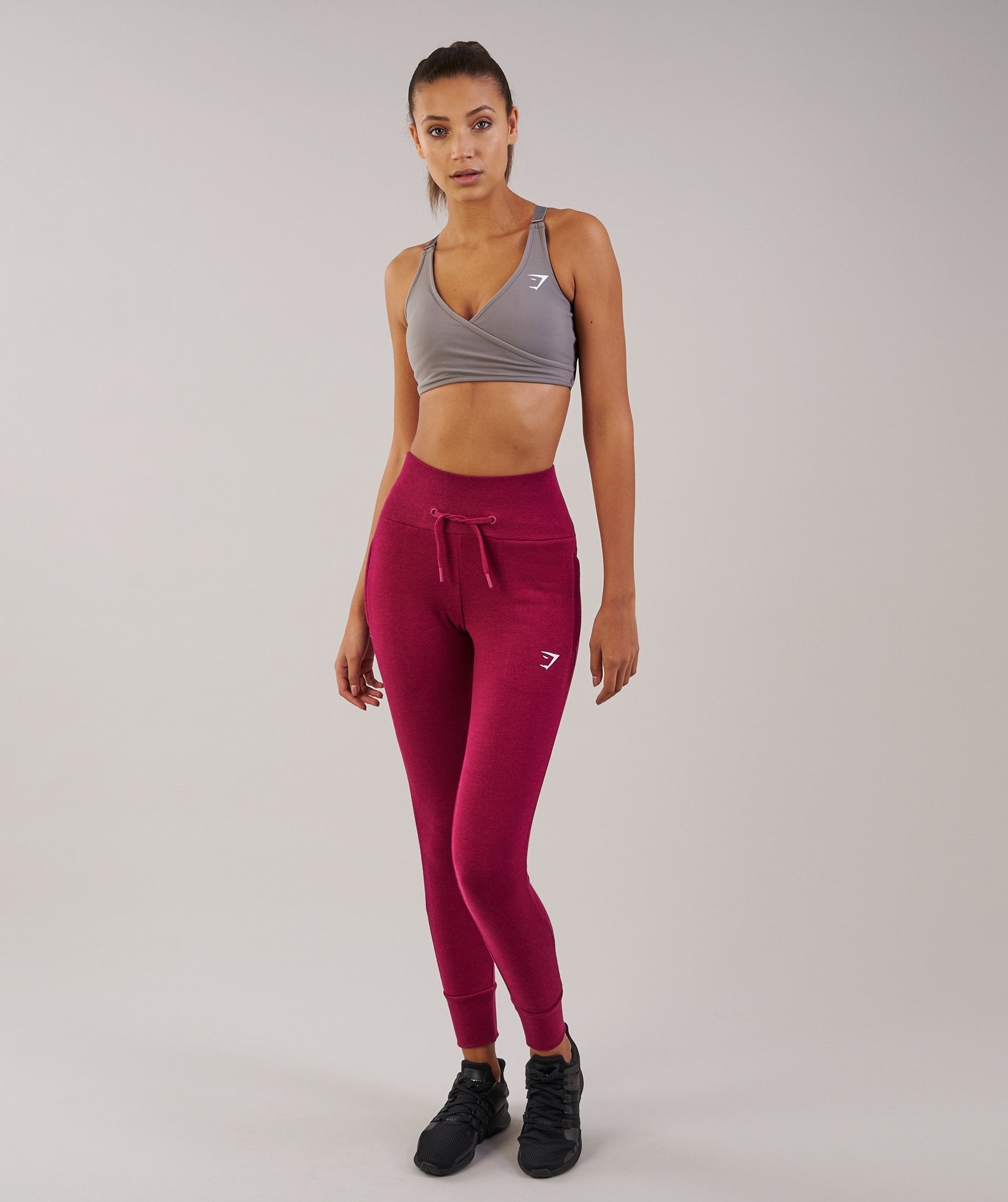 High Waisted Joggers in Beet Marl - view 3