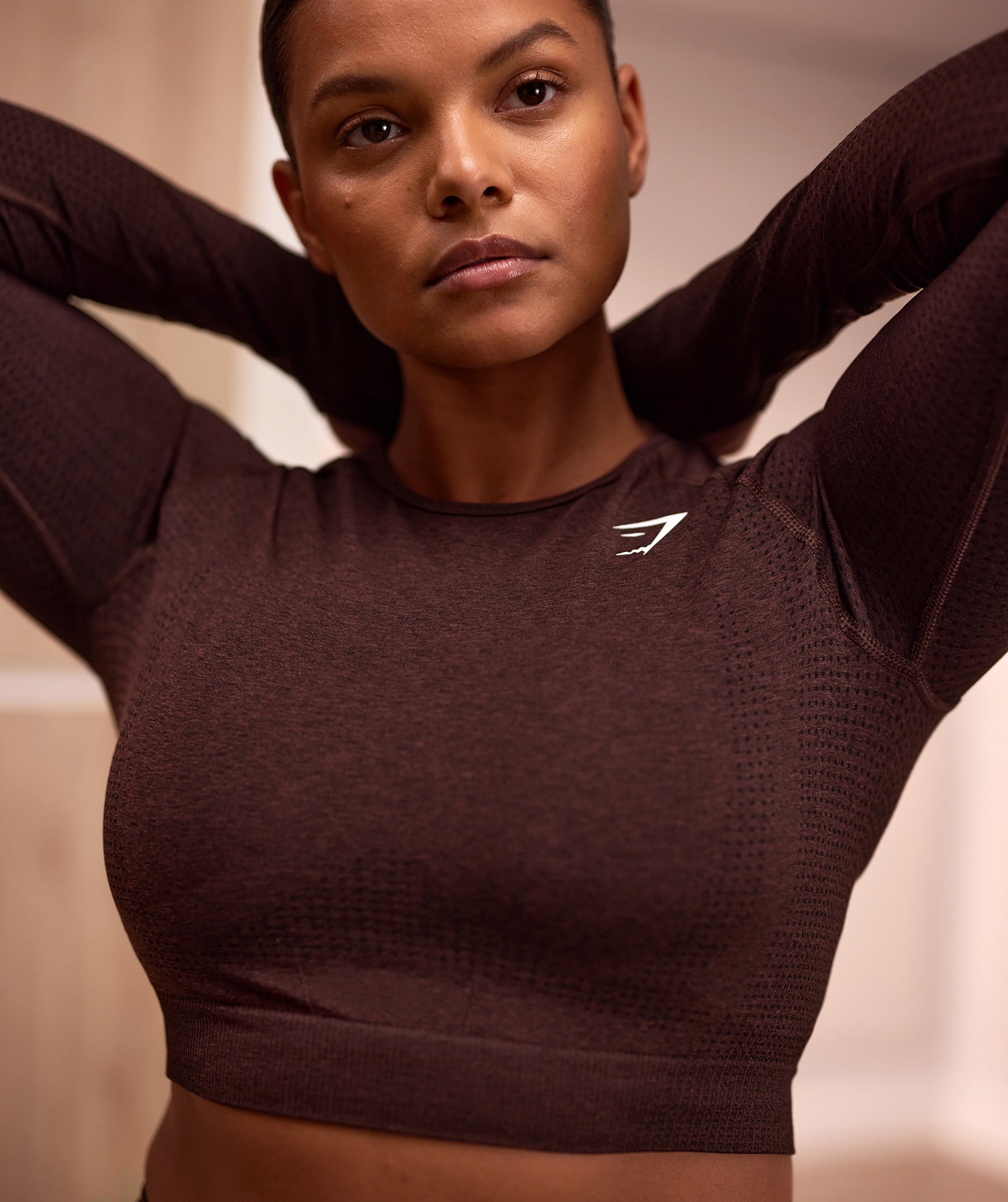 Vital Seamless 2.0 Crop Top in Cherry Brown Marl