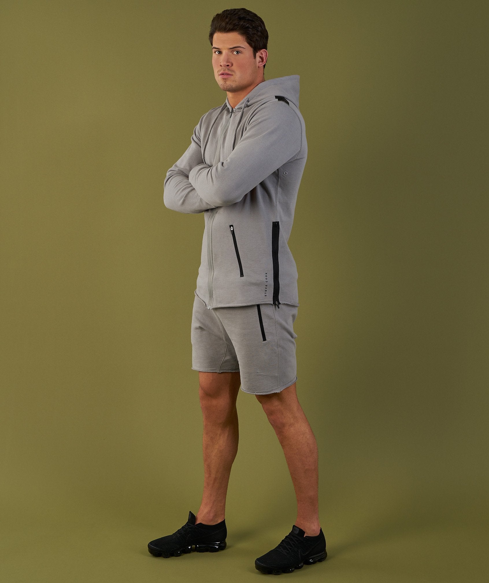 Raw Zip Up Hoodie in Platinum - view 1