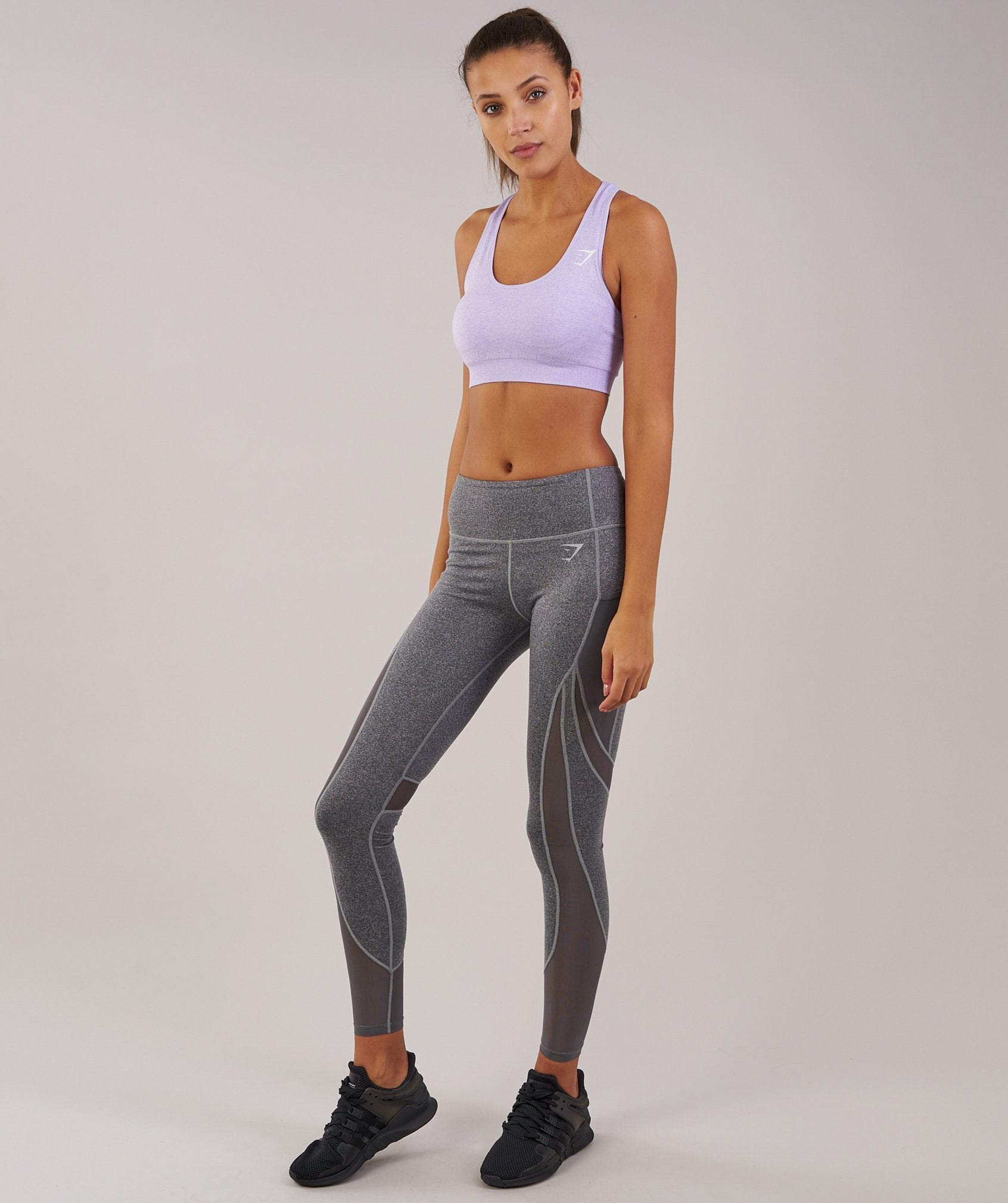 Seamless Sports Bra in Soft Lilac Marl - view 4