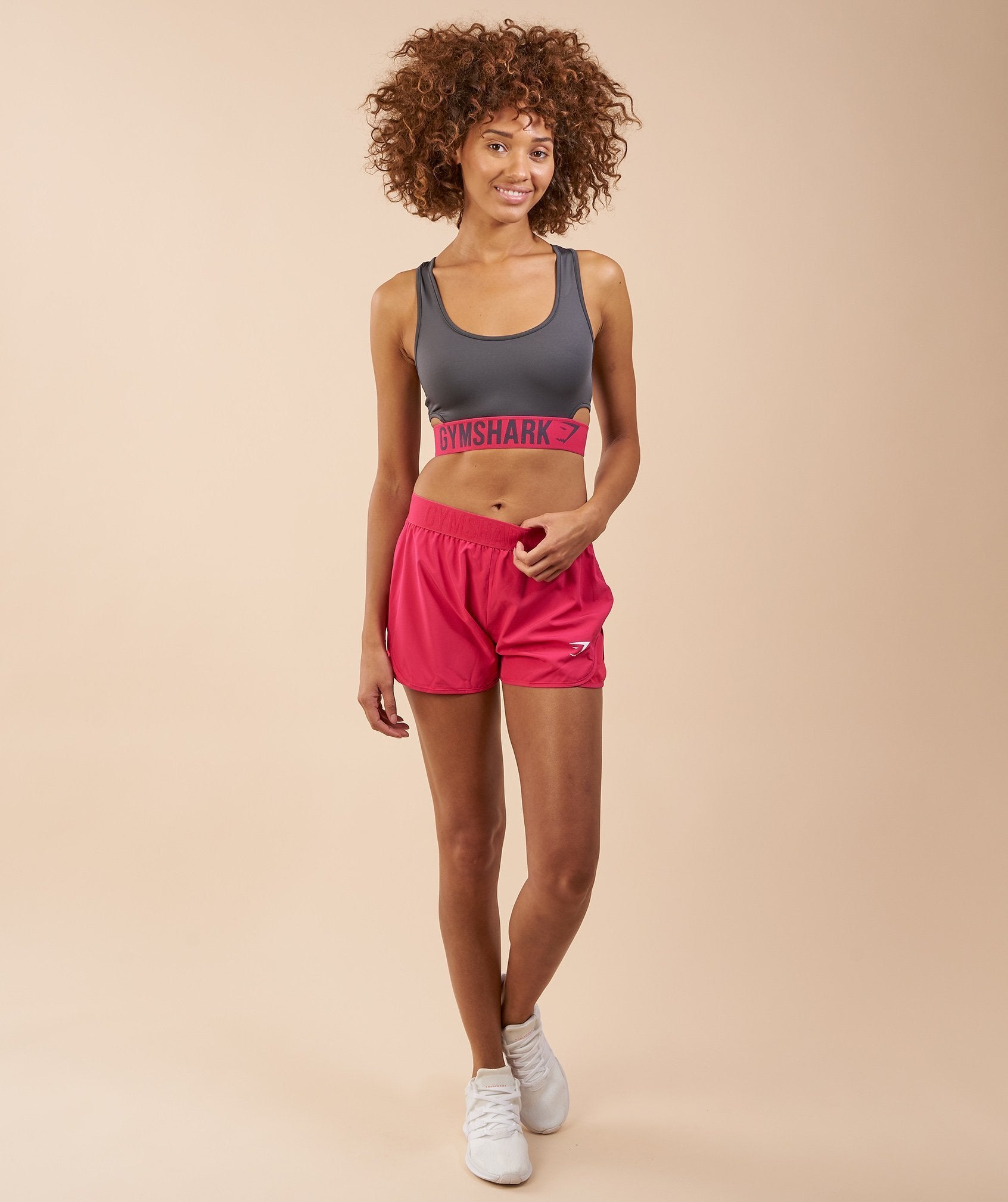 Running Shorts in Cranberry/White - view 1