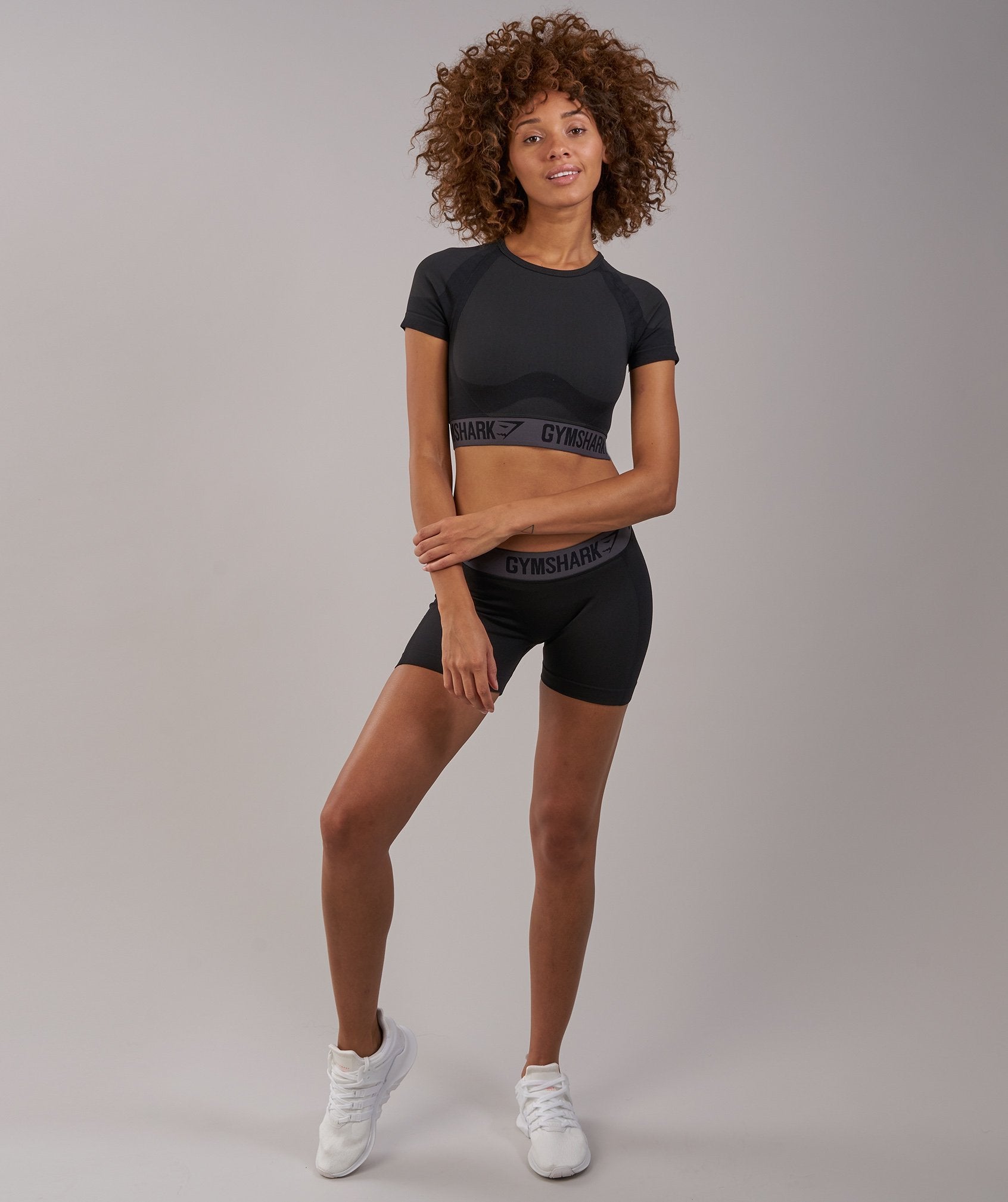 Flex Crop Top in Black Marl/Charcoal - view 4