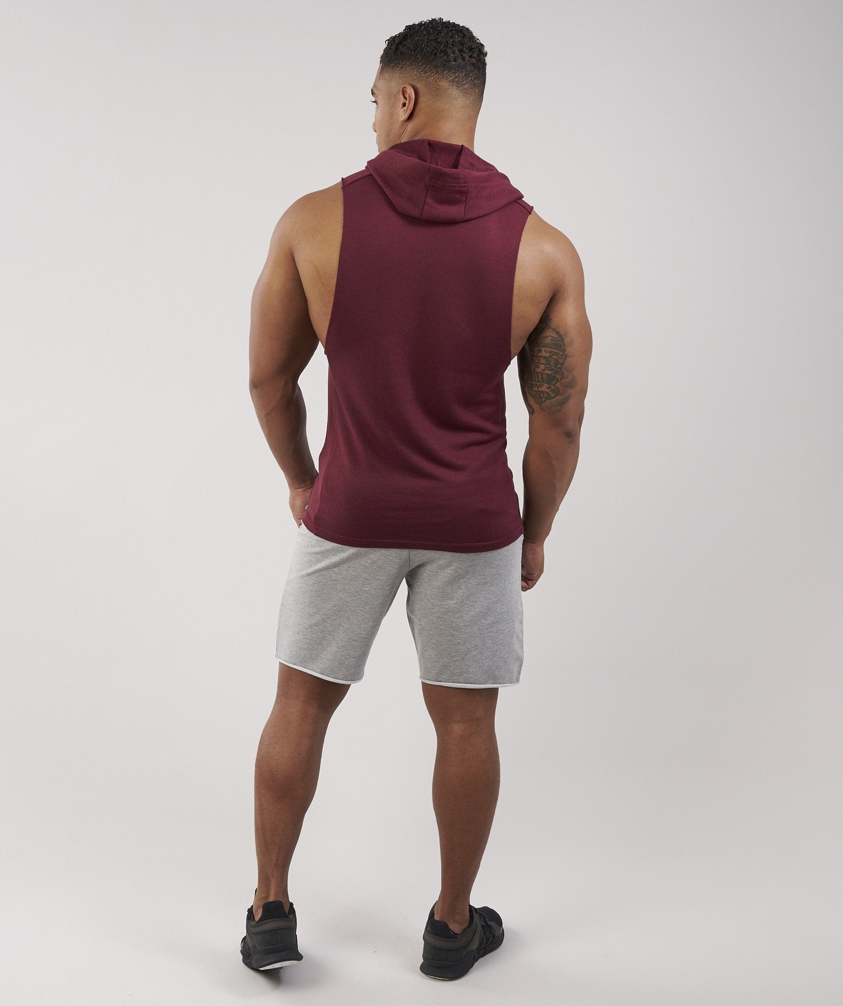 Drop Arm Sleeveless Hoodie in Port - view 2