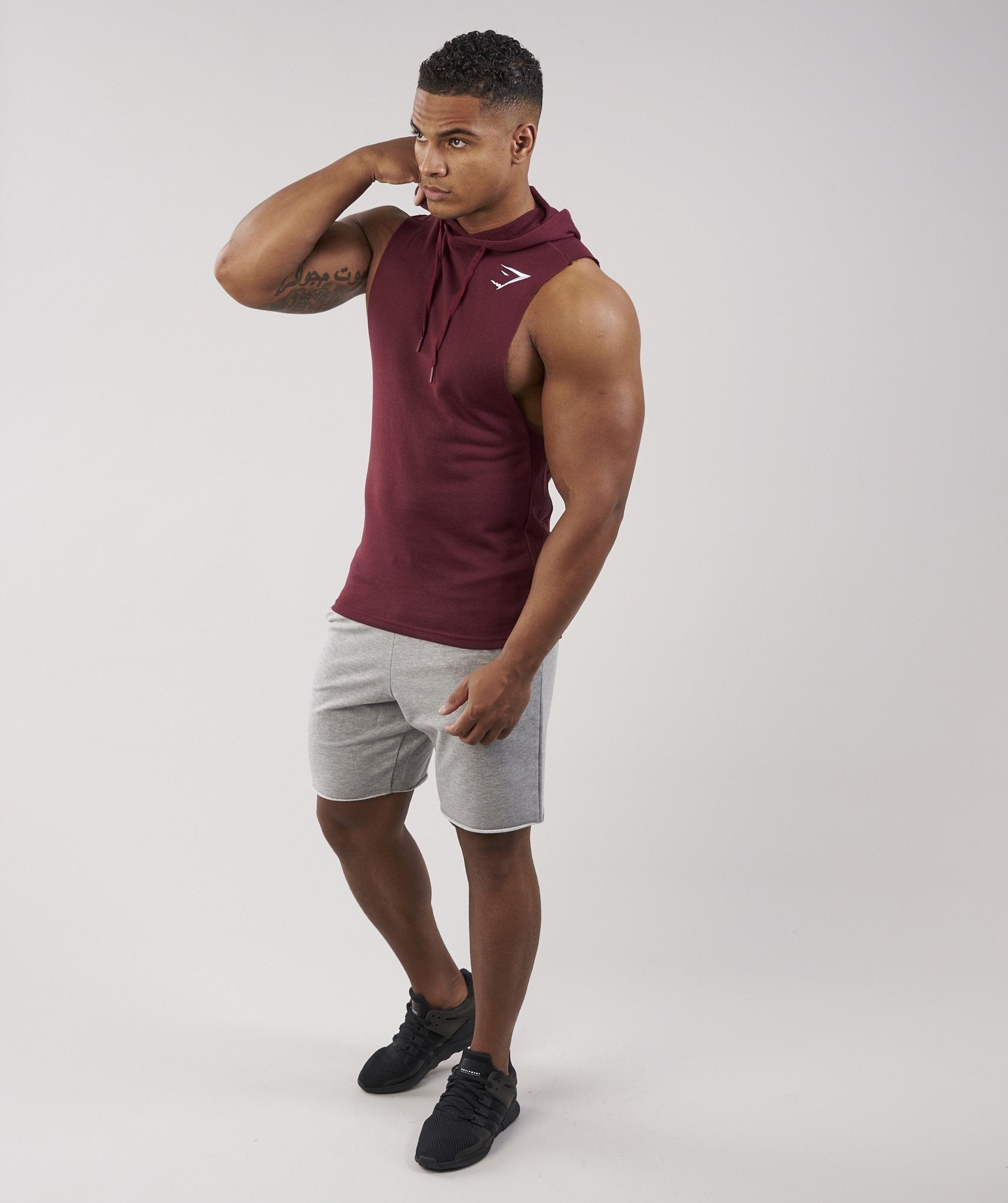 Drop Arm Sleeveless Hoodie in Port - view 4