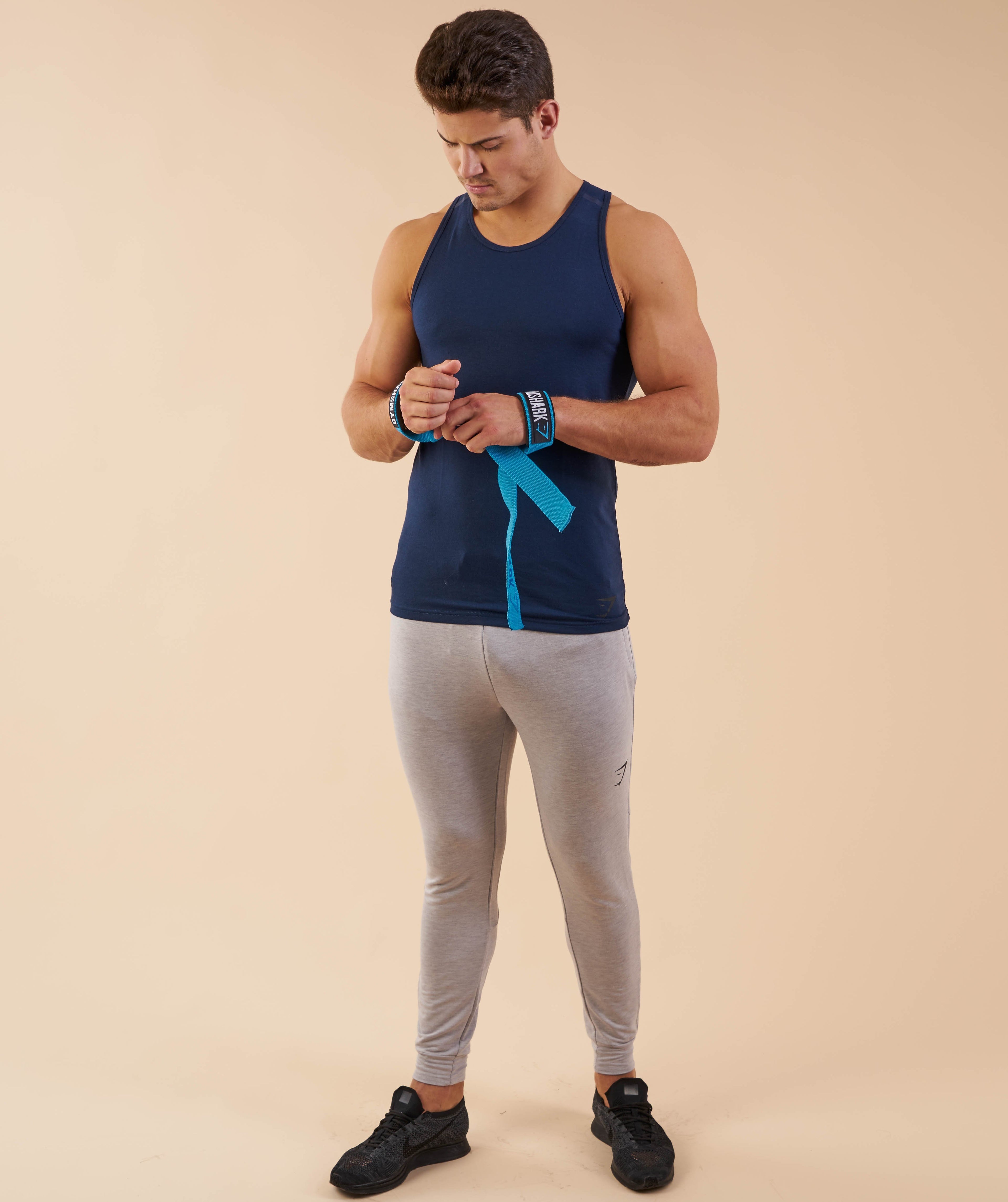 Padded Lifting Straps in Blue - view 3