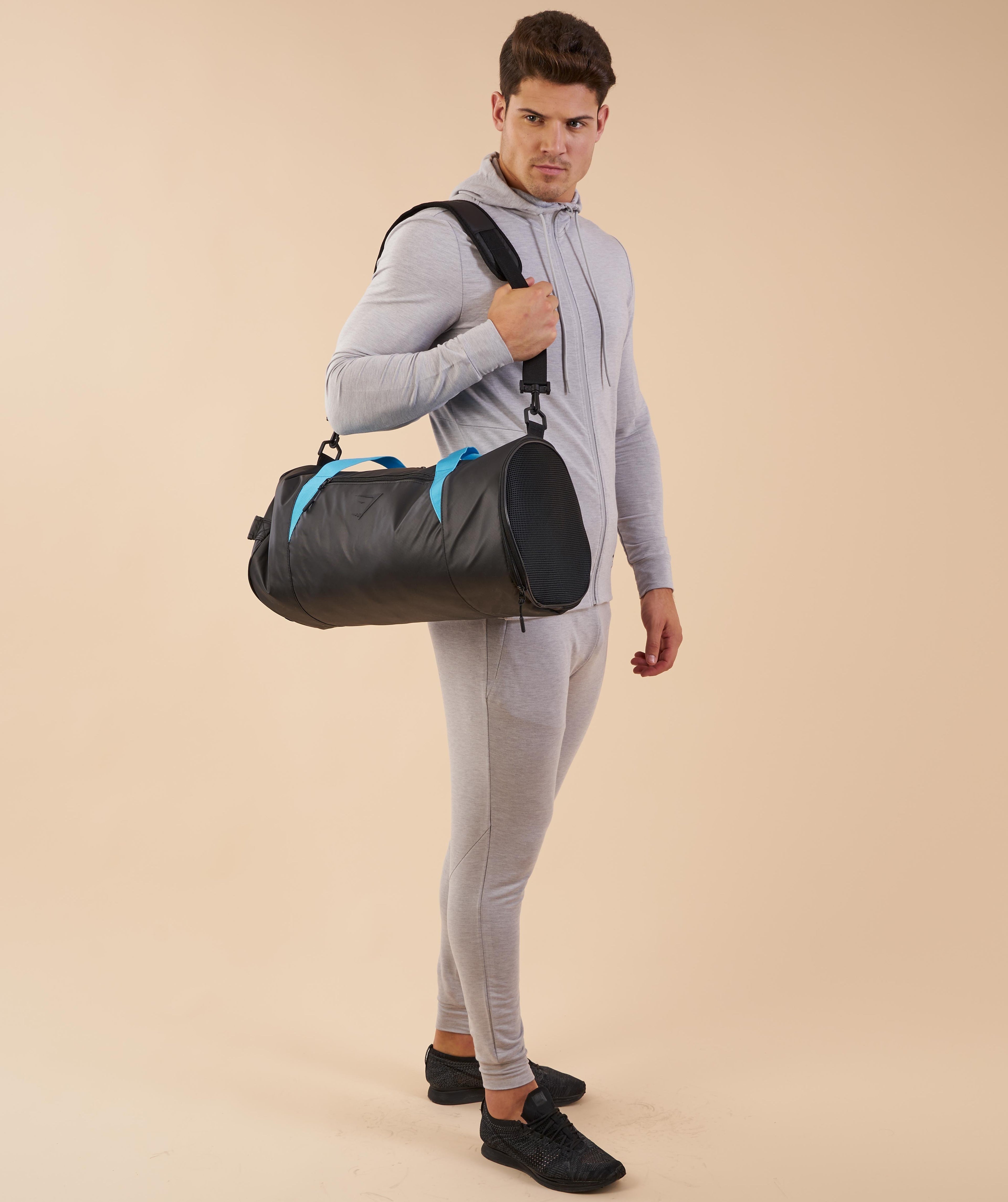 Mens Barrel Bag in Black/Blue - view 2