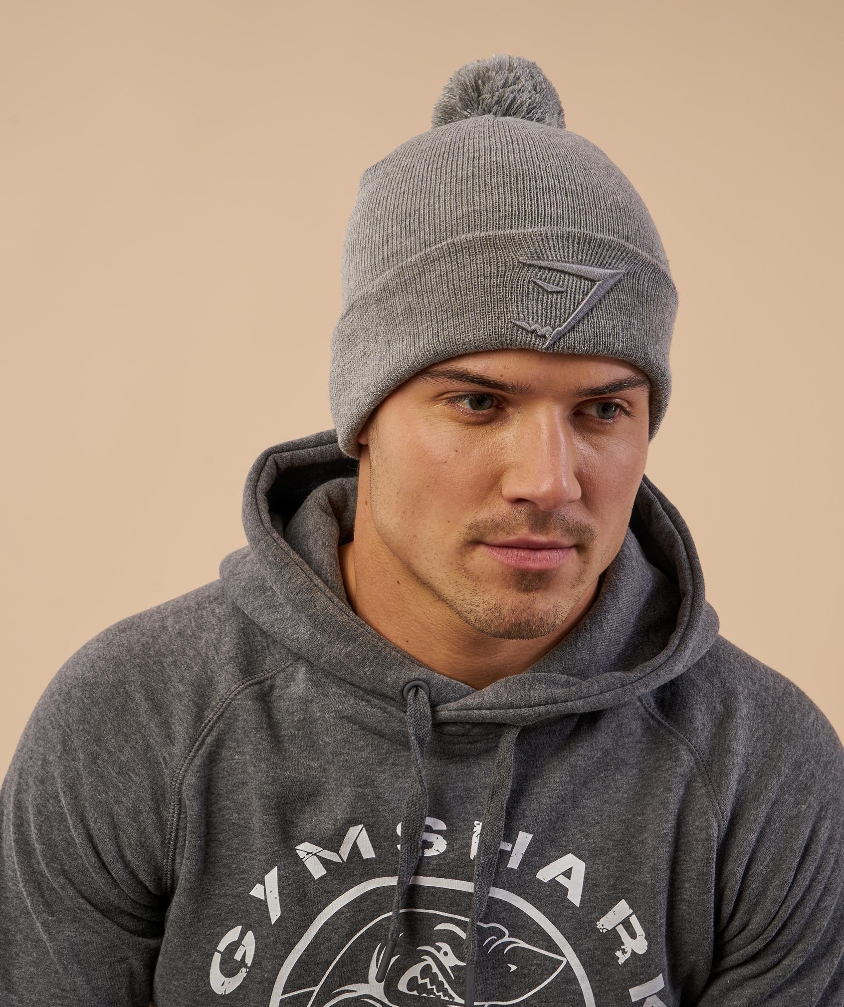 Mens Bobble Hat in Light Grey - view 4