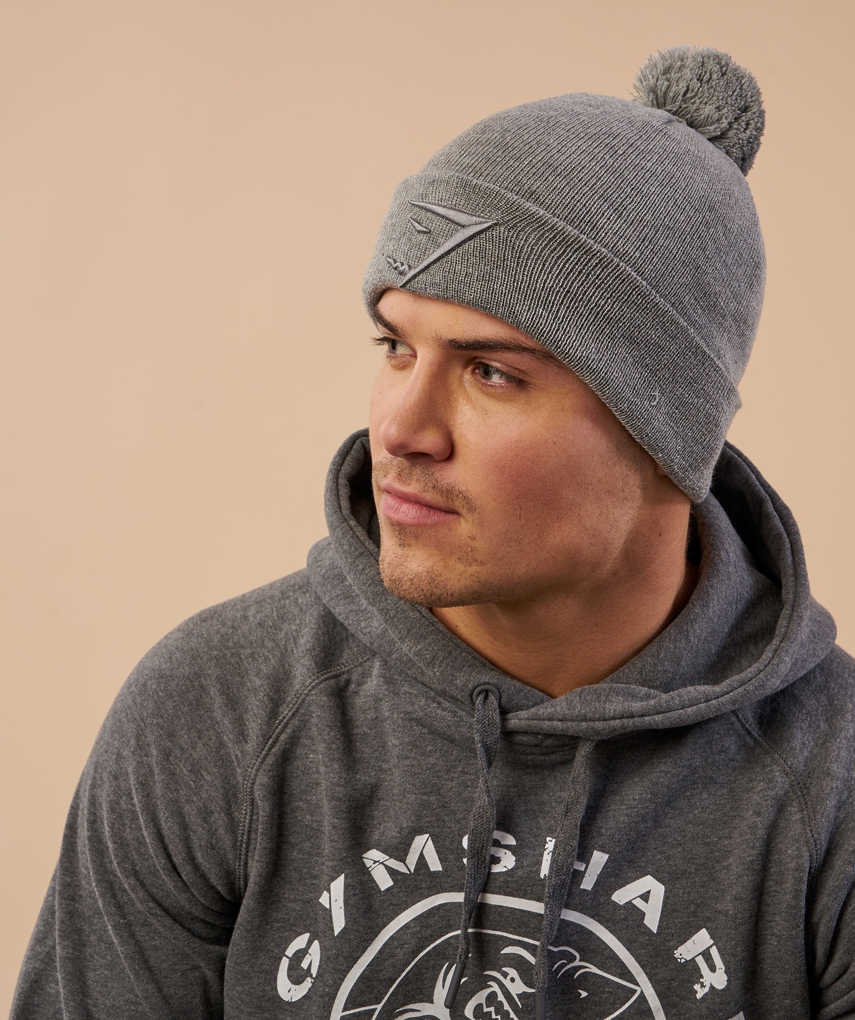 Mens Bobble Hat in Light Grey - view 5