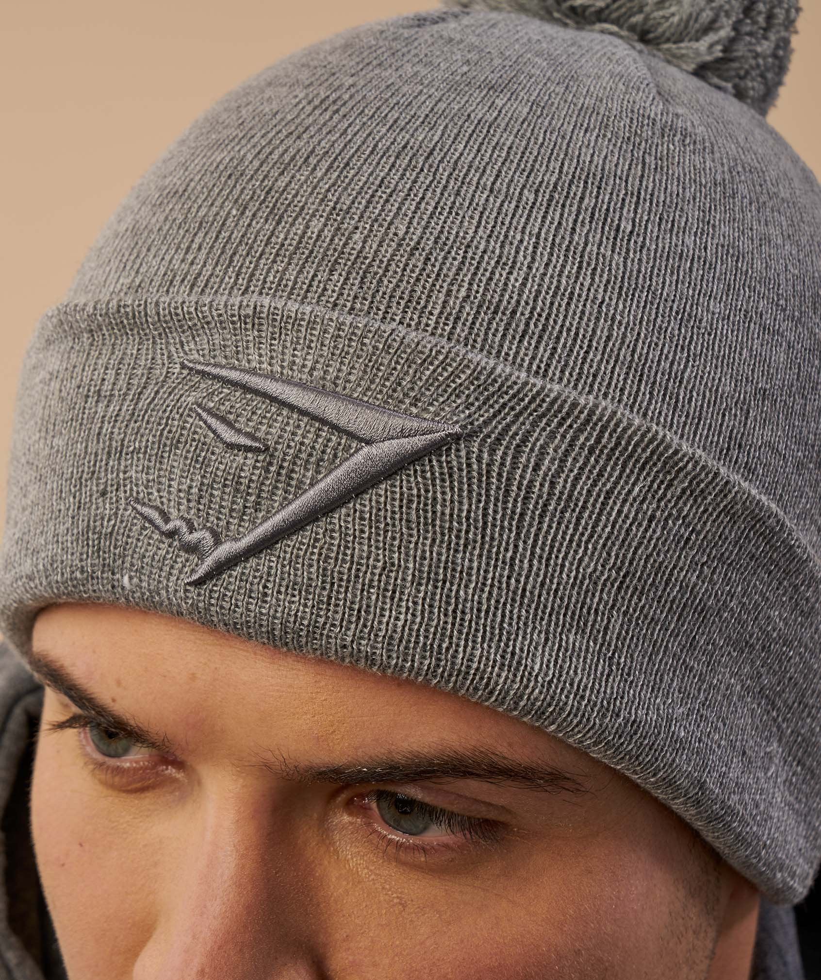 Mens Bobble Hat in Light Grey - view 6