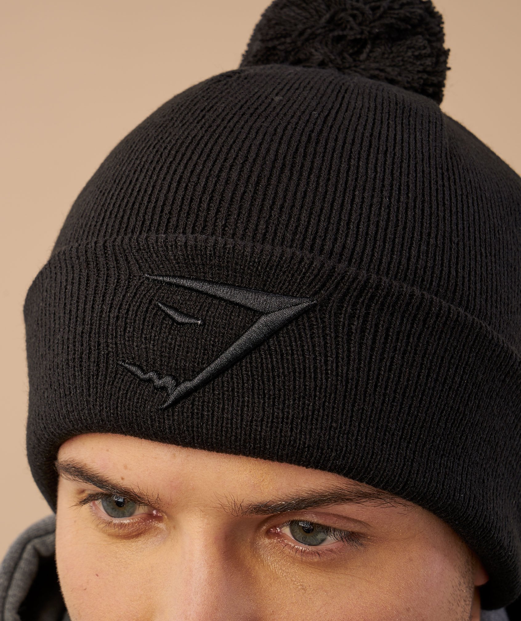 Mens Bobble Hat in Black - view 6