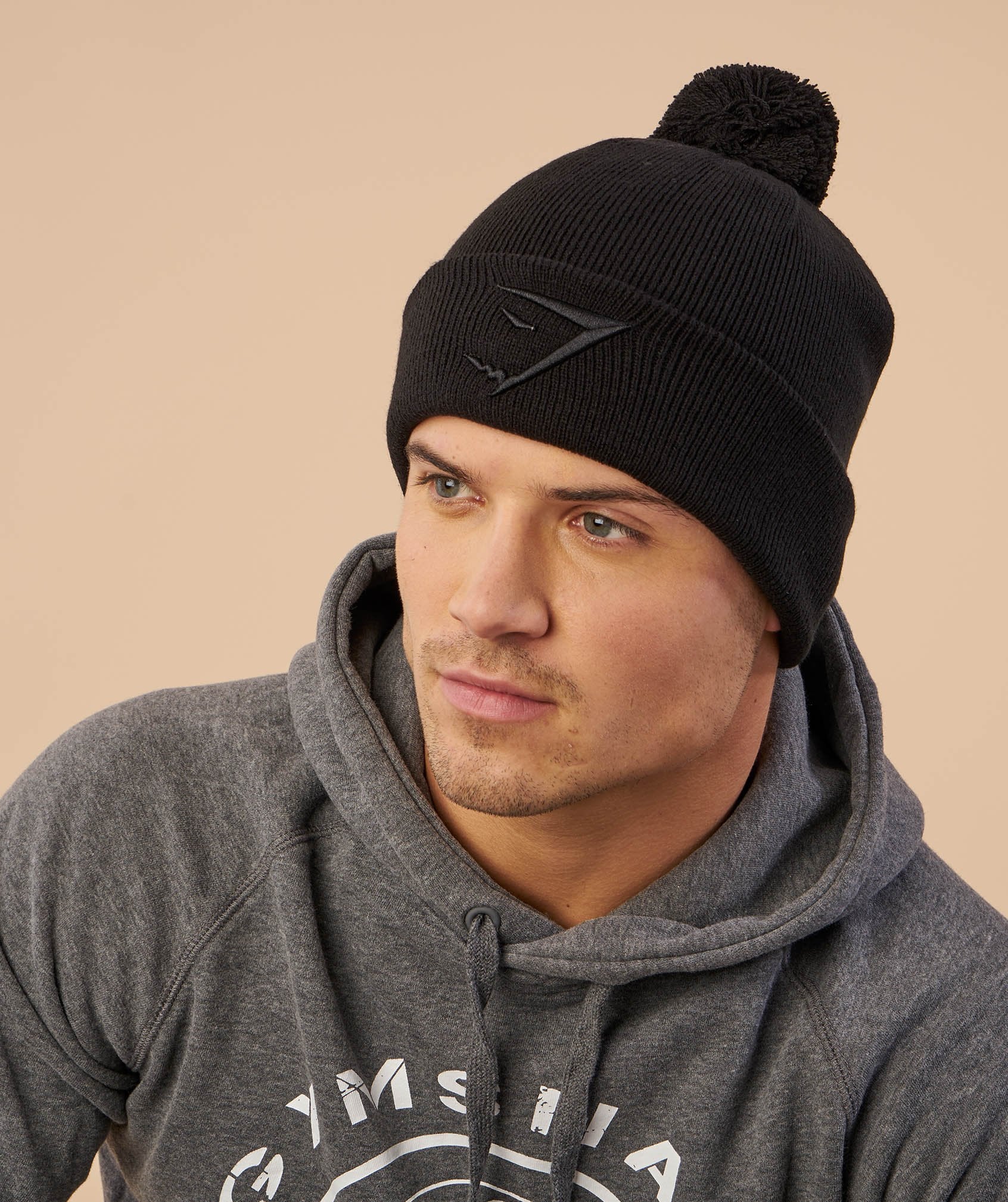 Mens Bobble Hat in Black - view 5