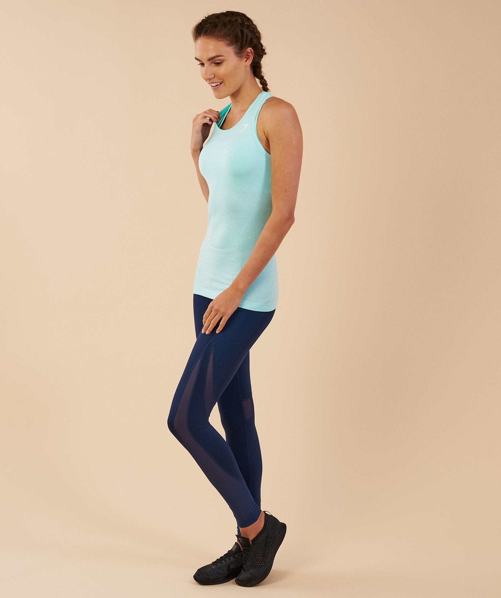 Seamless Vest in Pale Turquoise Marl - view 3