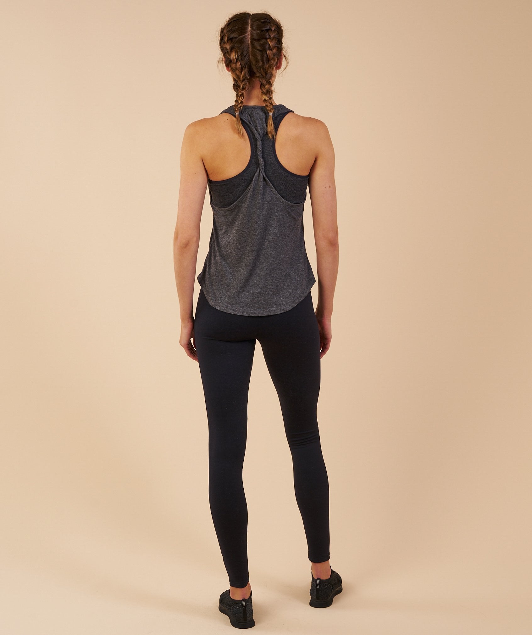 Twist Back Vest in Charcoal Marl - view 2