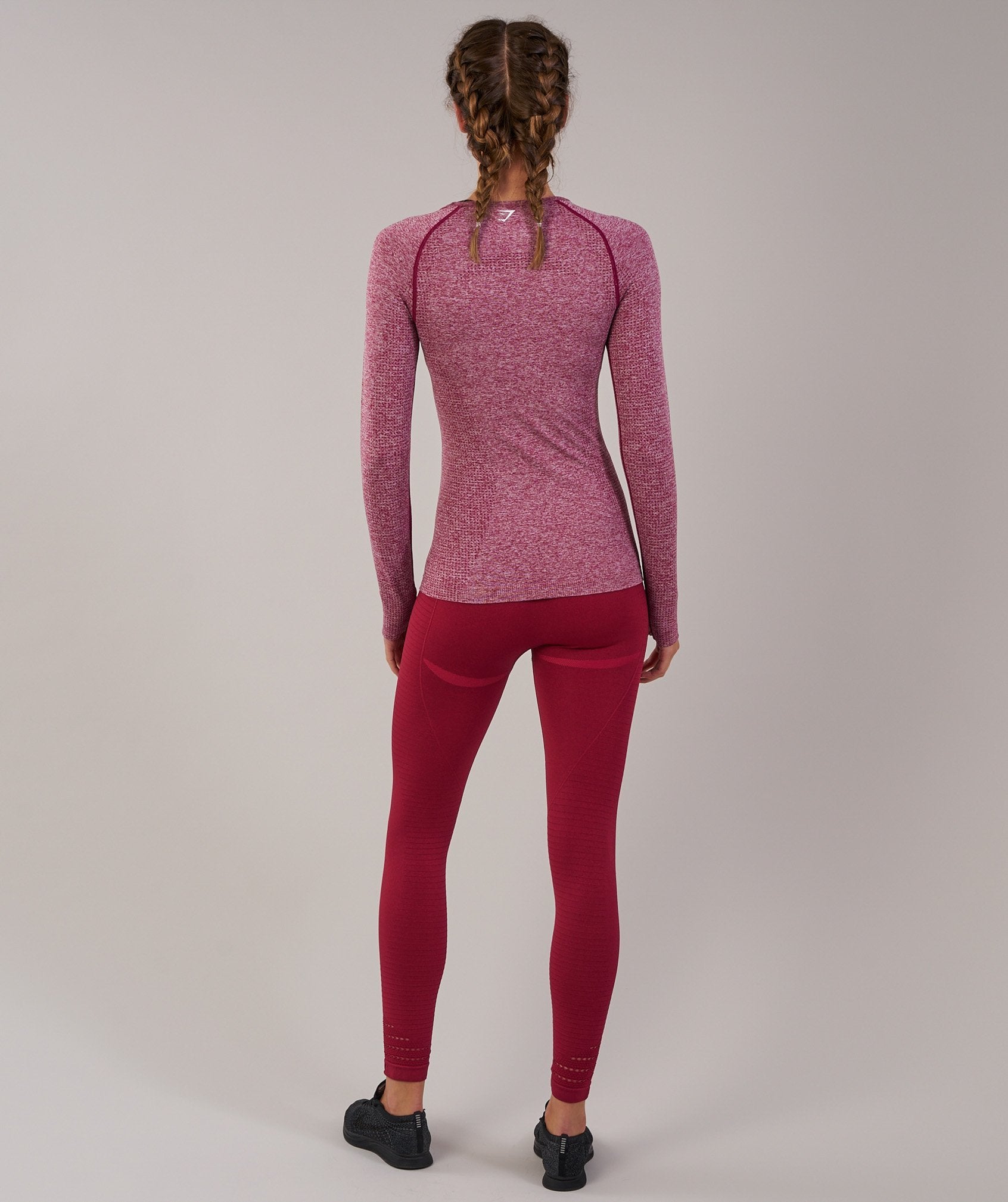 Seamless Long Sleeve Top in Beet Marl - view 2