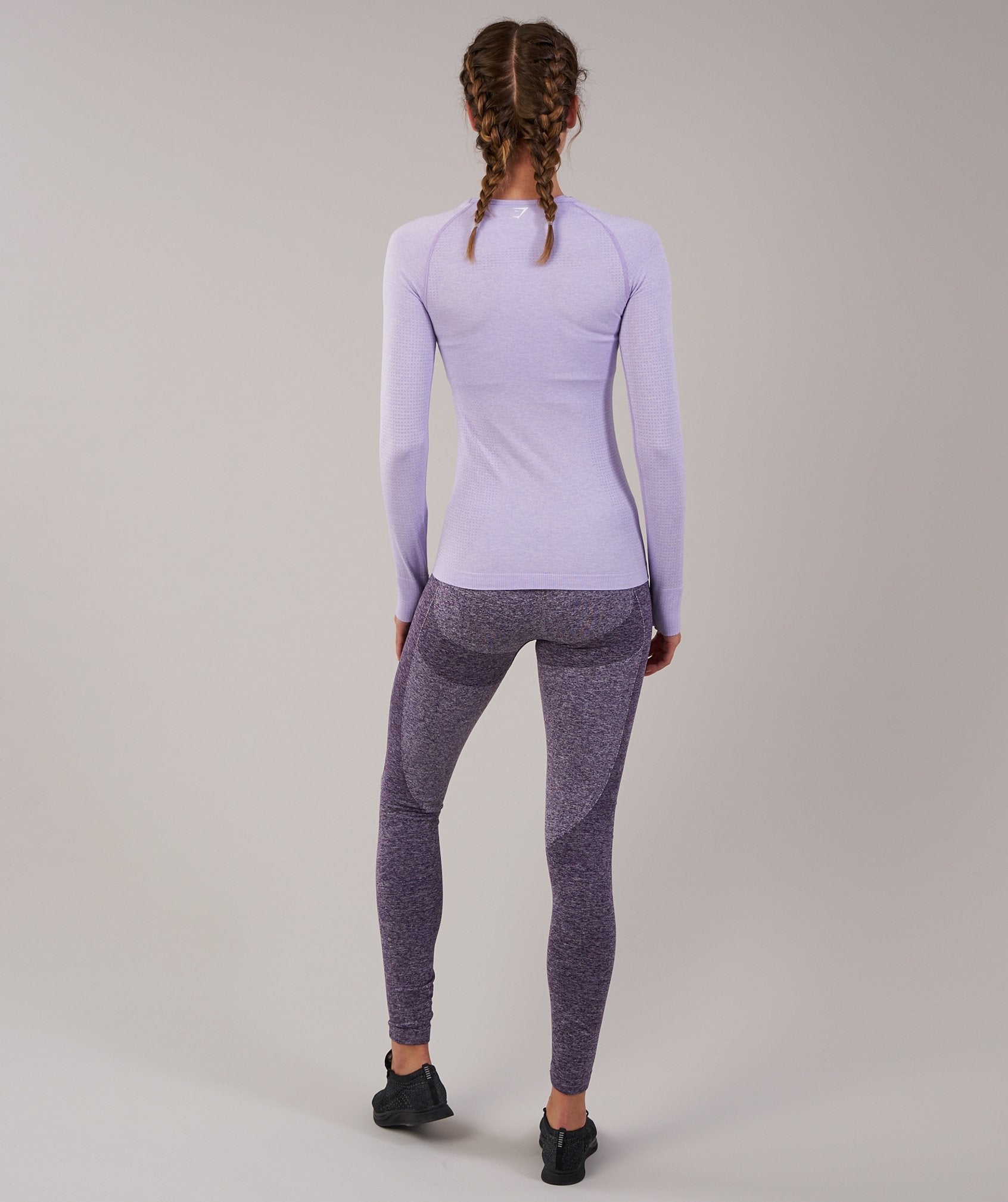 Seamless Long Sleeve Top in Pastel Lilac Marl - view 2