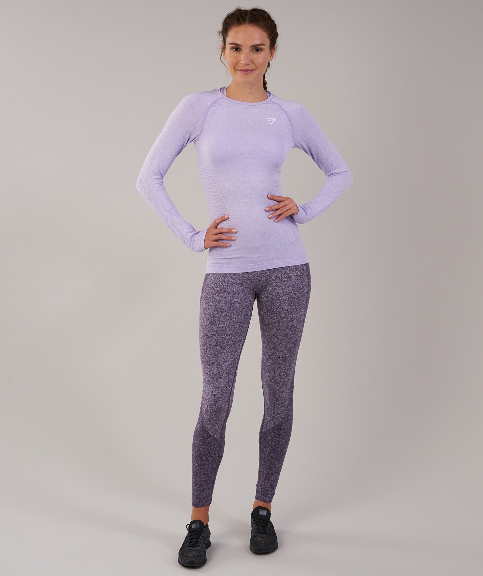 Seamless Long Sleeve Top in Pastel Lilac Marl - view 1