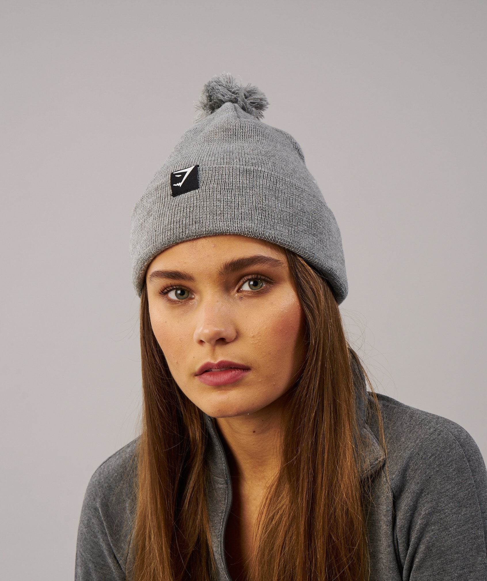 Womens Bobble Hat in Light Grey - view 3