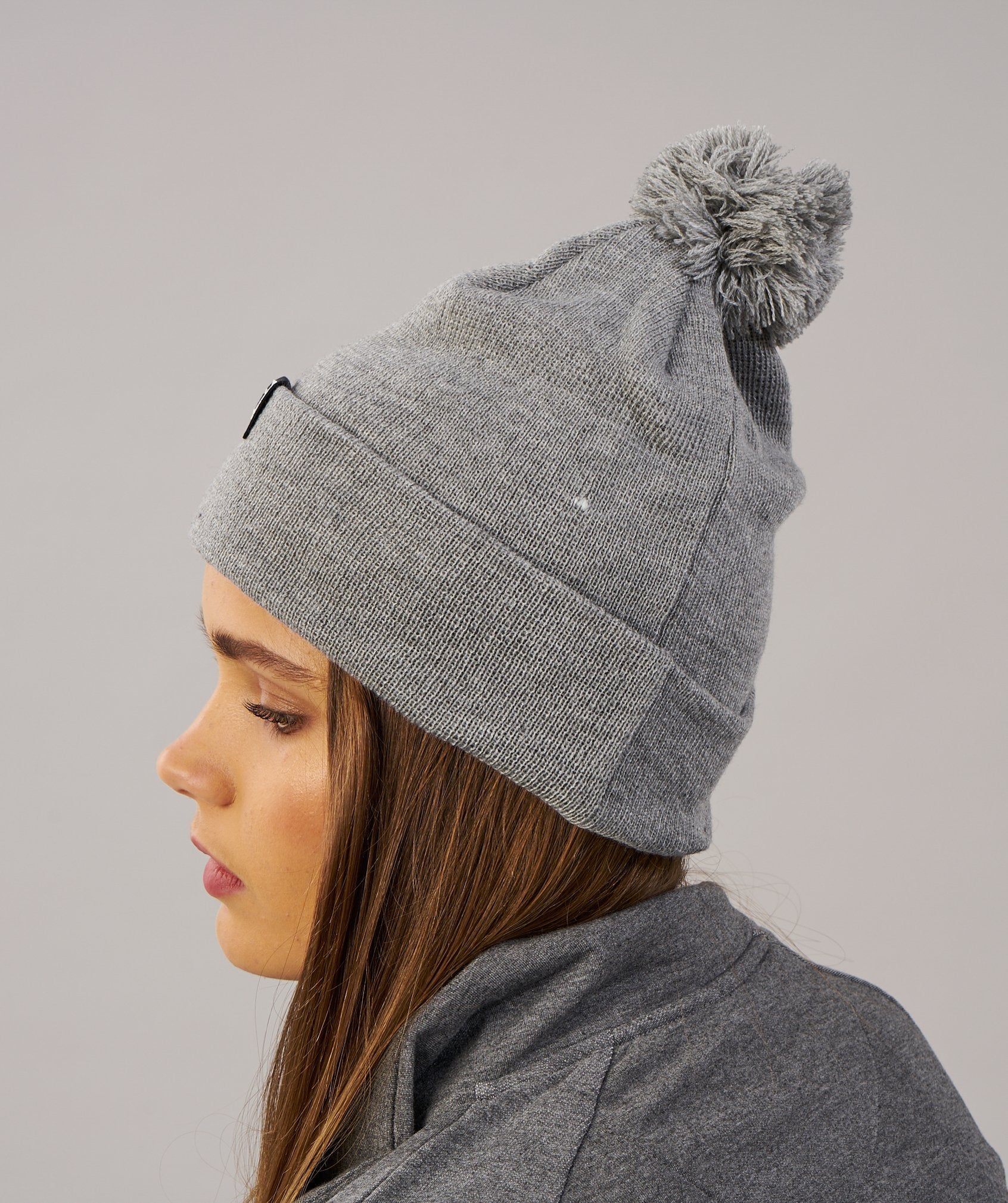 Womens Bobble Hat in Light Grey - view 2