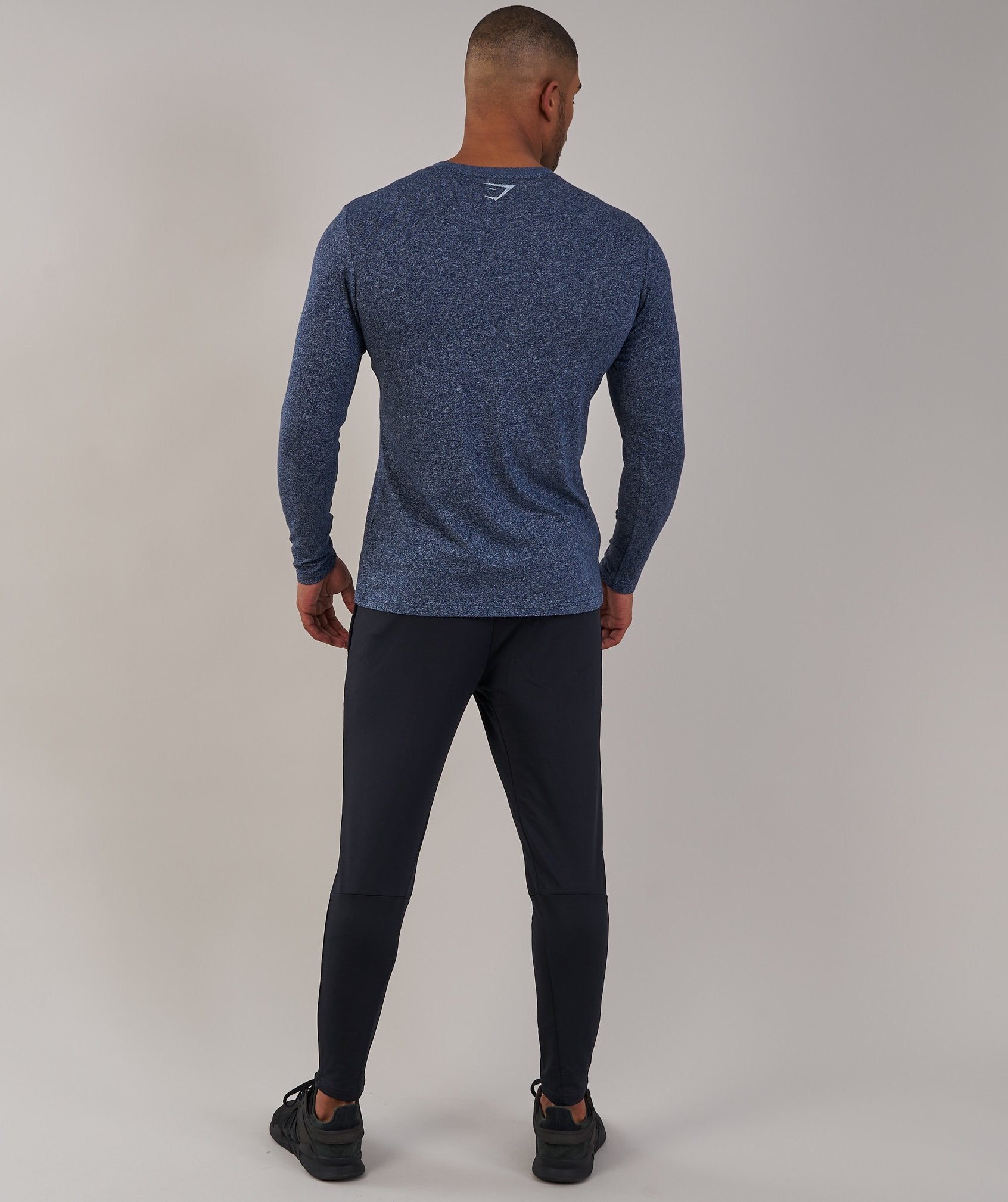 Statement Long Sleeve T-Shirt in Sapphire Blue Marl - view 3