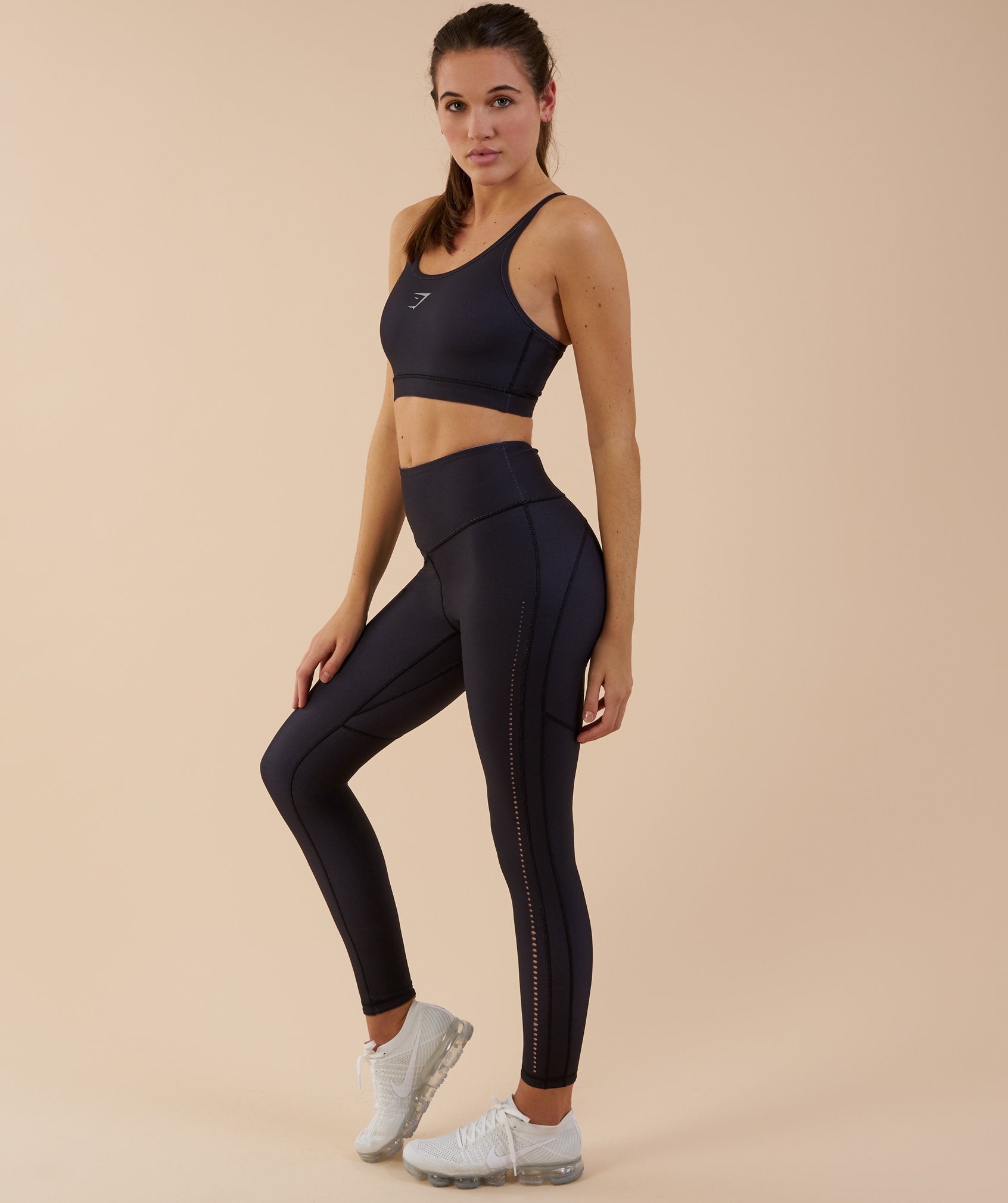 Reversible Contrast Sports Bra in Black/Light Grey Marl - view 2