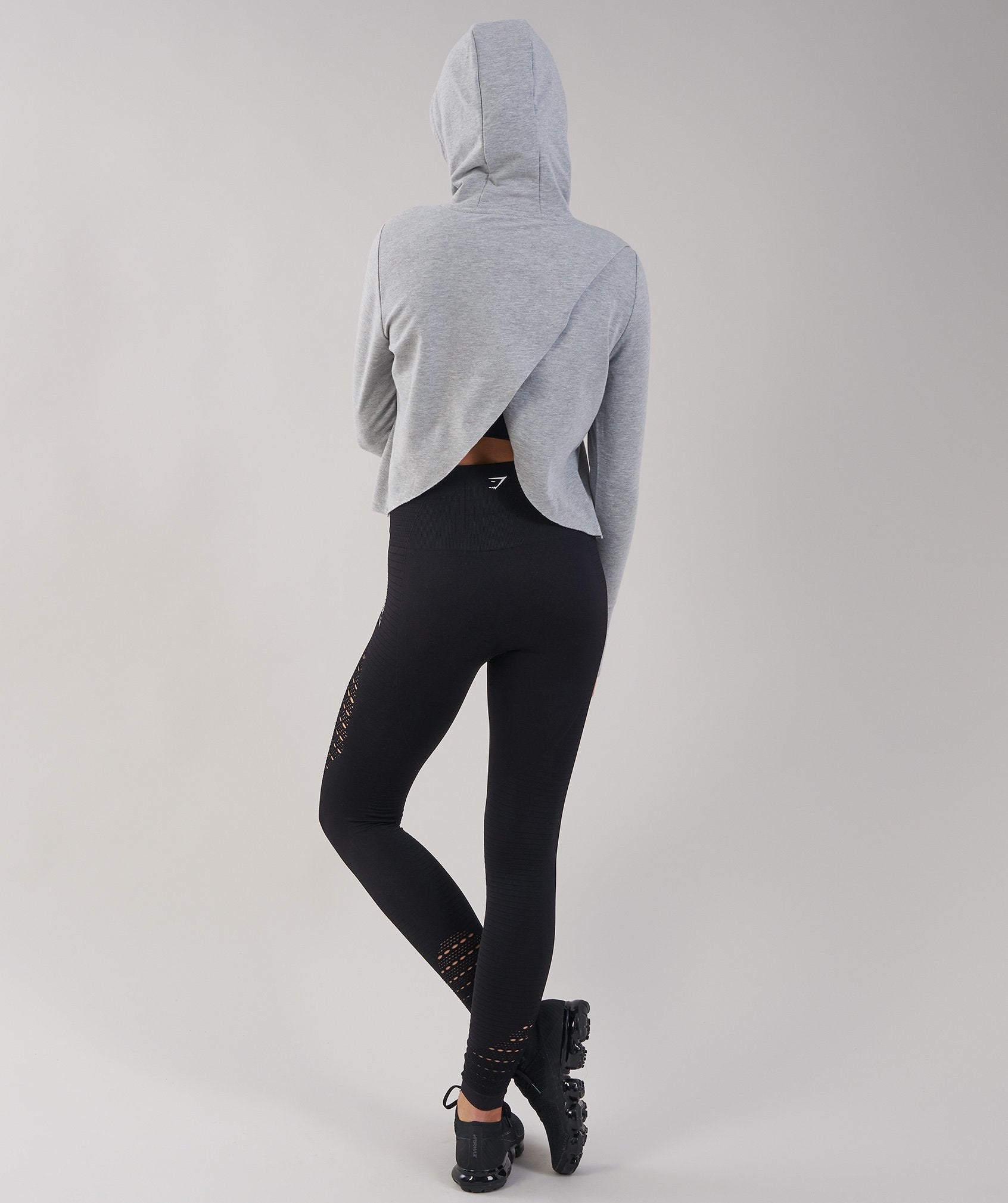 Cross Back Hoodie in Light Grey Marl - view 3