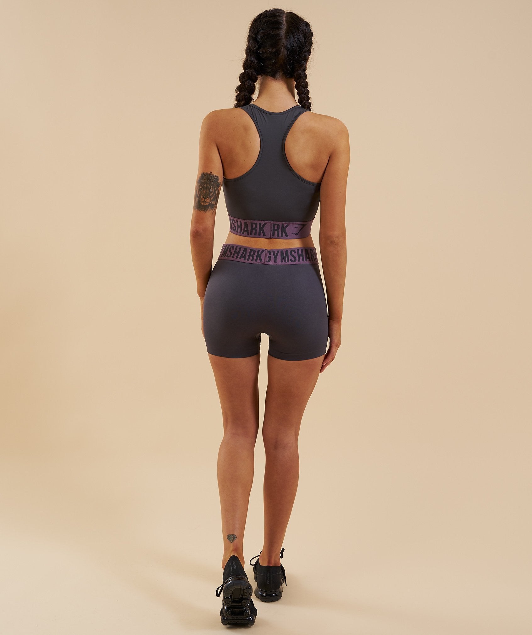 Fit Shorts in Charcoal/Purple Wash - view 3