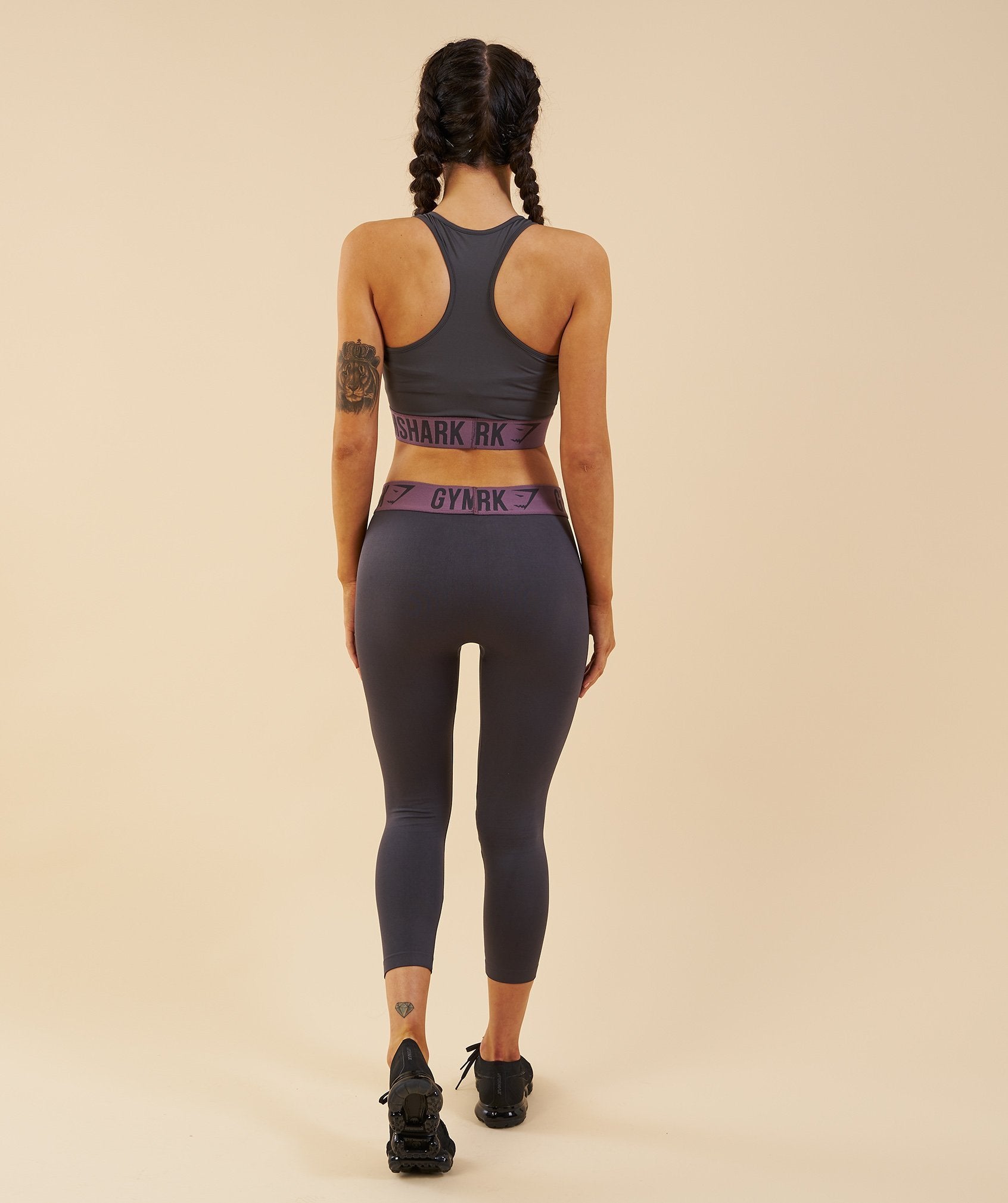 Fit Cropped Leggings in Charcoal/Purple Wash - view 3