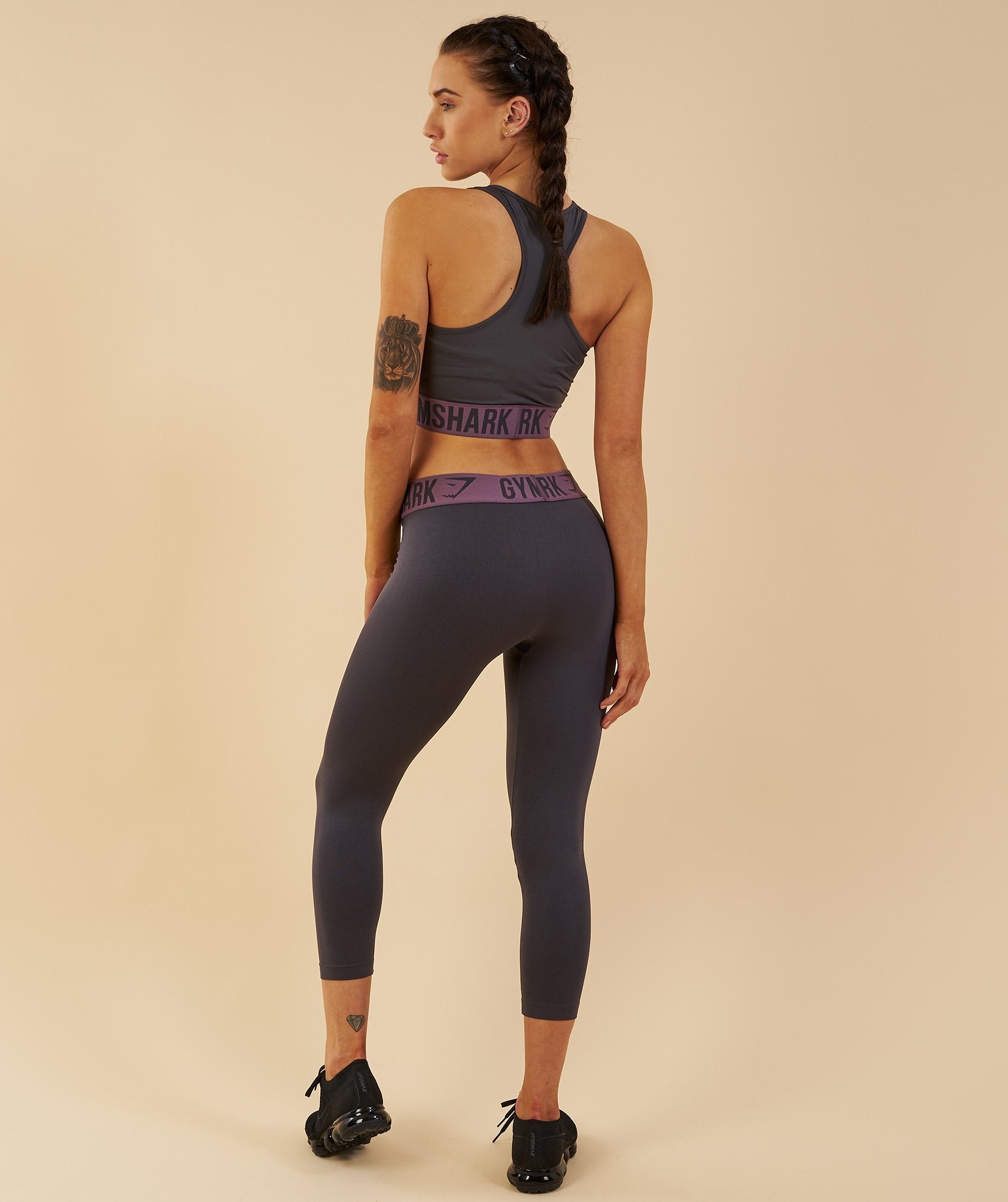 Fit Cropped Leggings in Charcoal/Purple Wash - view 4