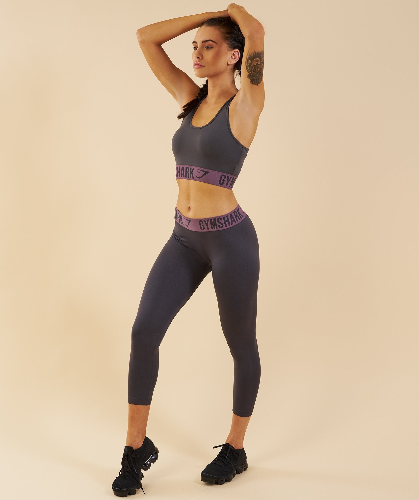 Fit Cropped Leggings in Charcoal/Purple Wash - view 6