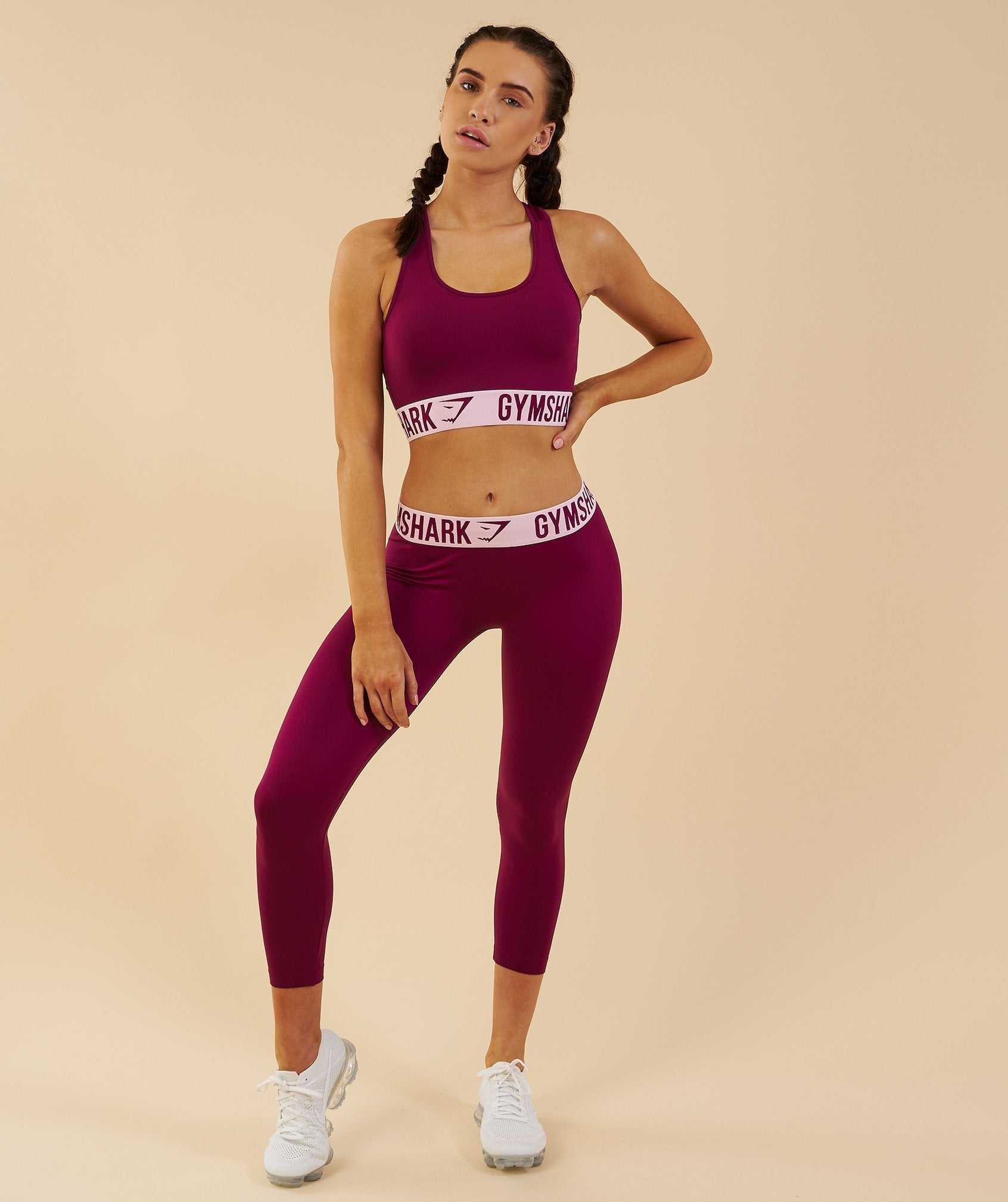 Fit Cropped Leggings in Deep Plum/Chalk Pink - view 4