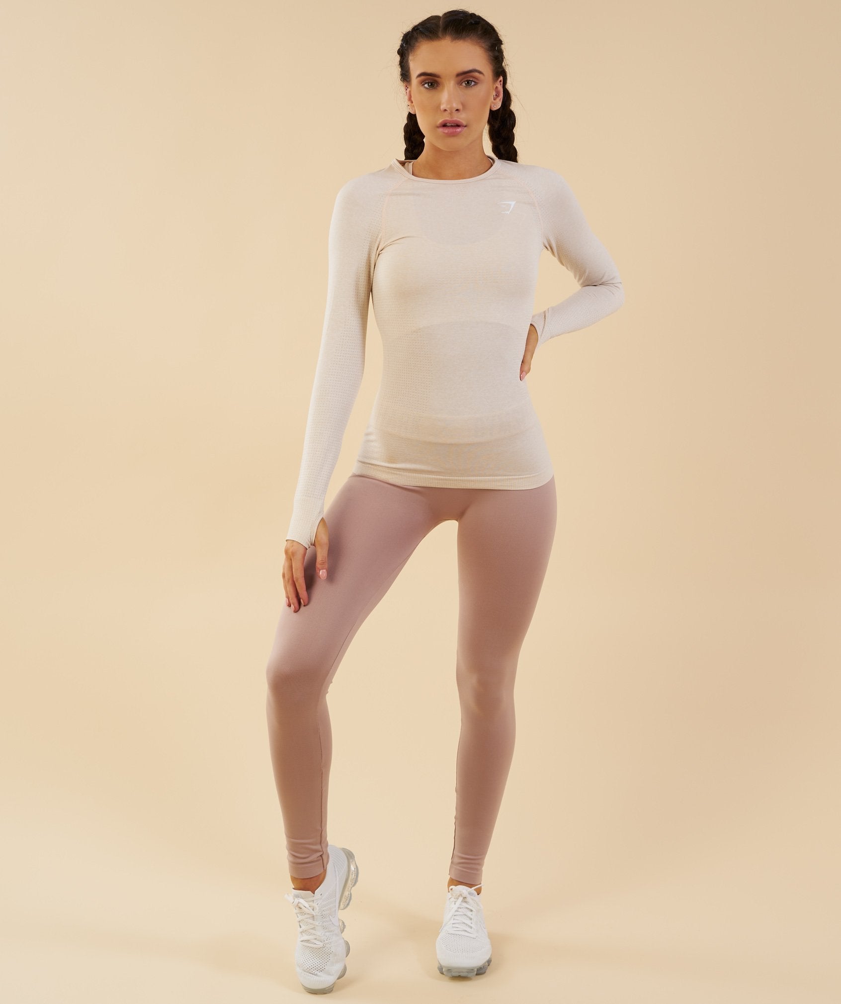 Seamless Long Sleeve Top in Sand - view 1