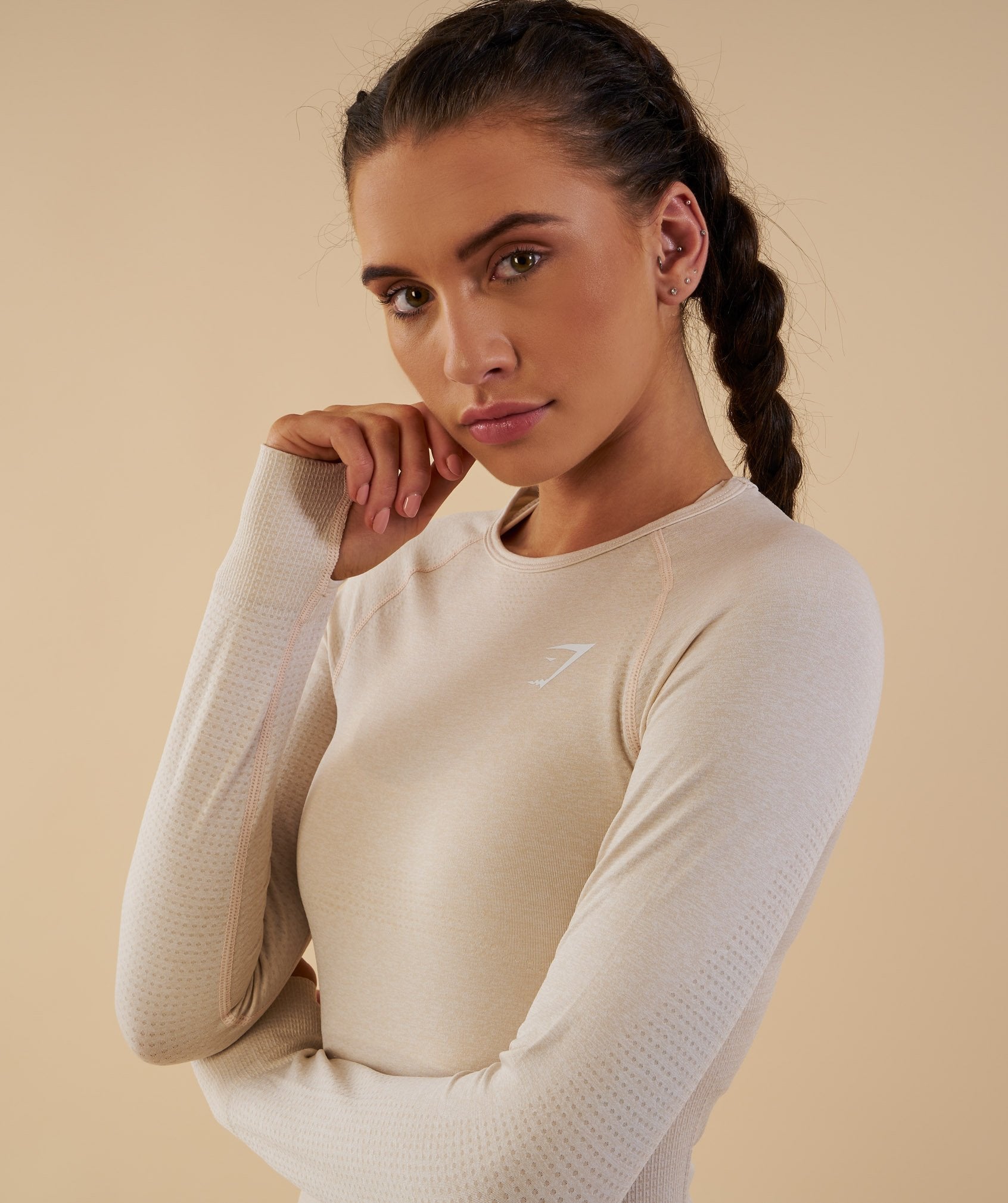 Seamless Long Sleeve Top in Sand - view 2