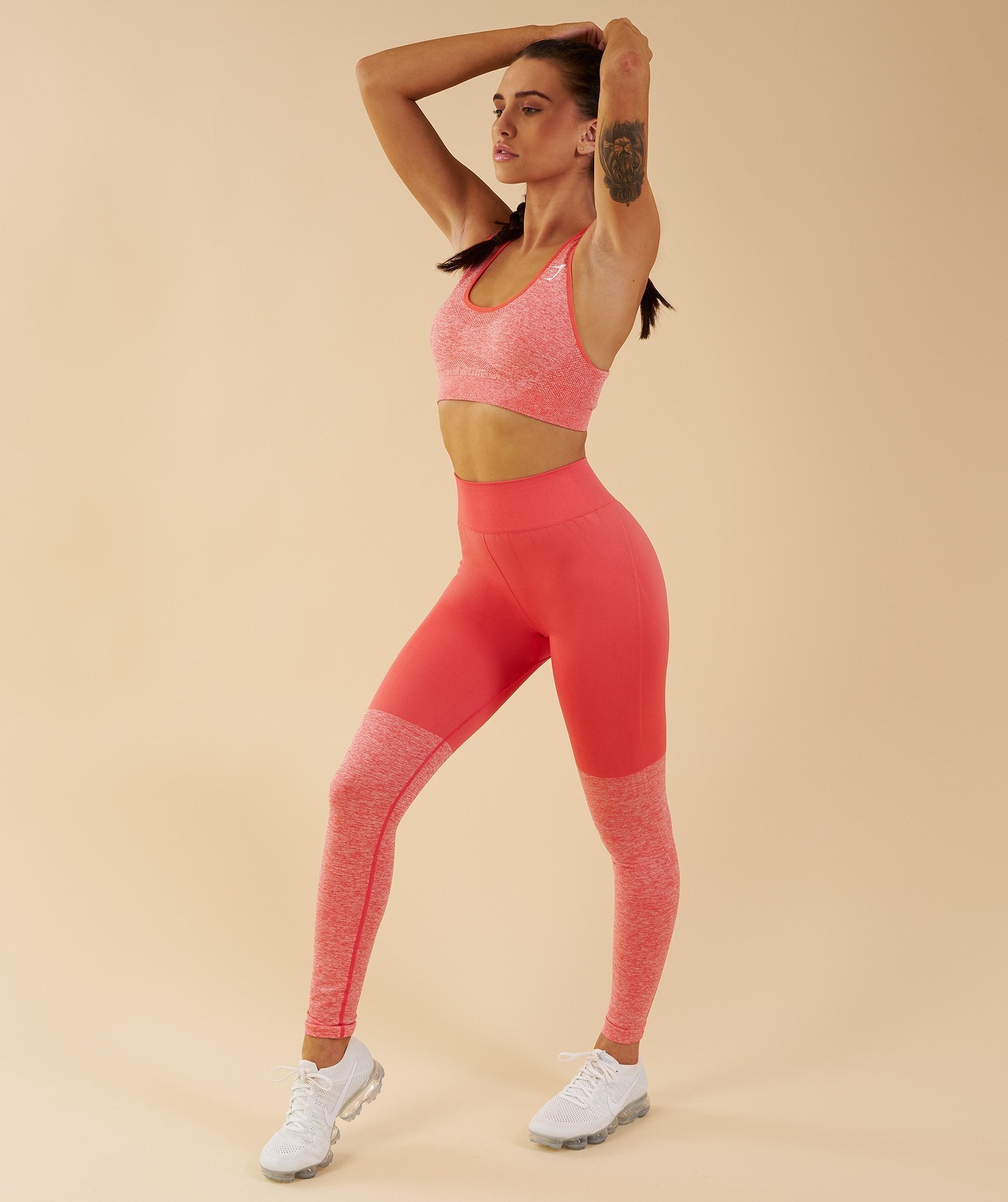 TwoTone Seamless Leggings in Peach Coral - view 5