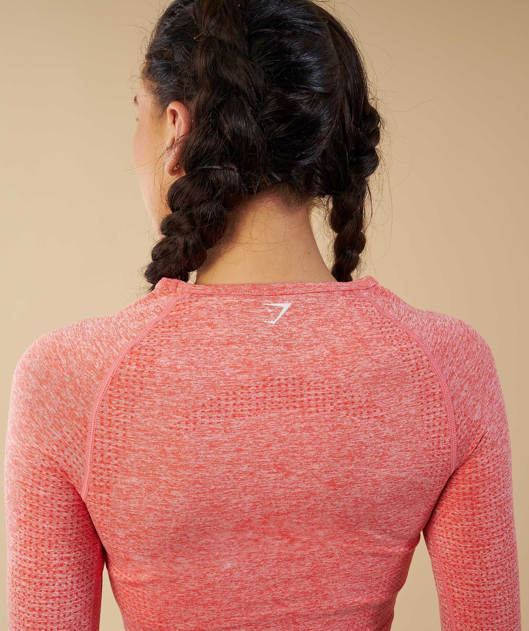 Seamless Long Sleeve Crop Top in Peach Coral - view 6