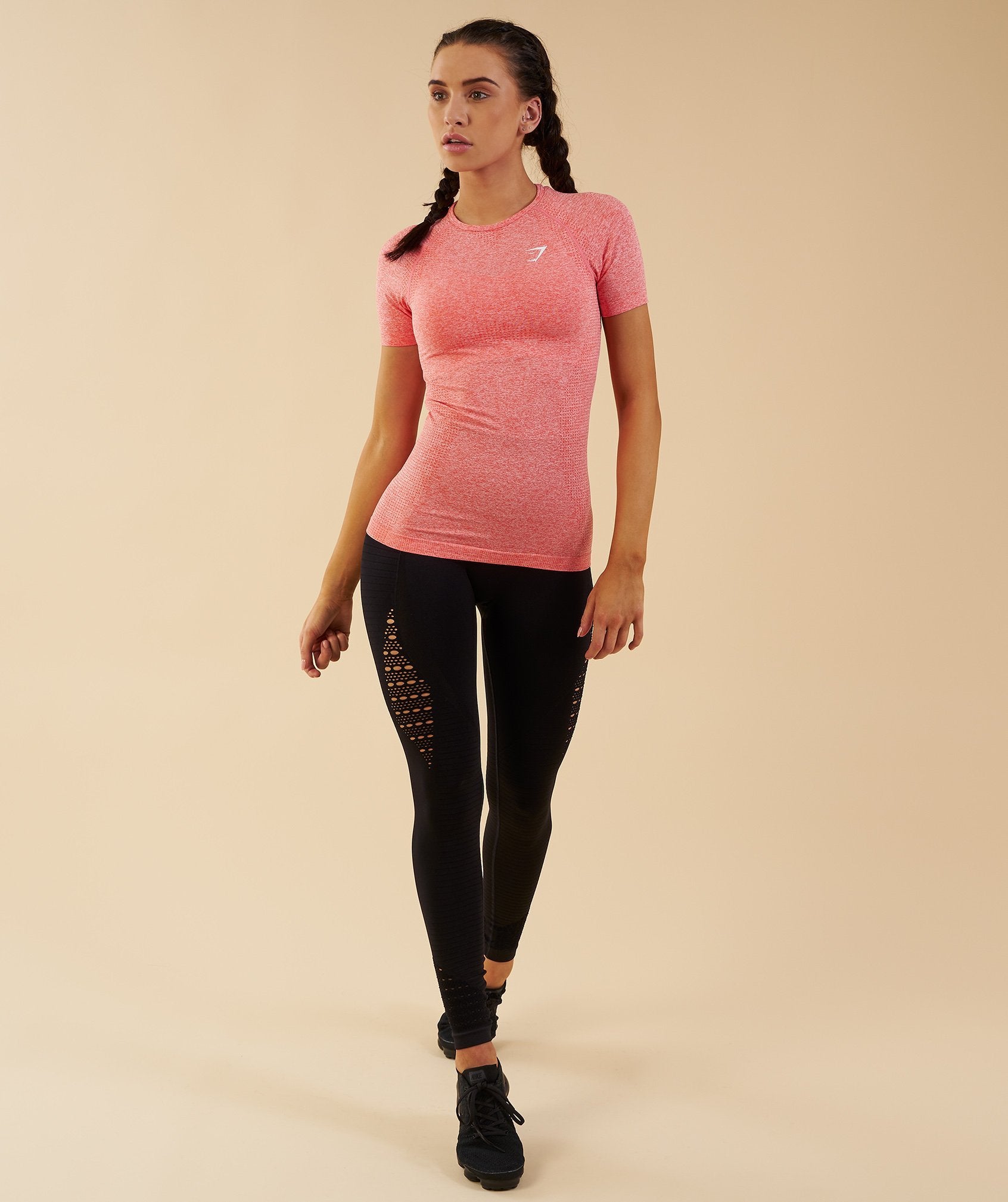 Seamless T-Shirt in Peach Coral - view 1