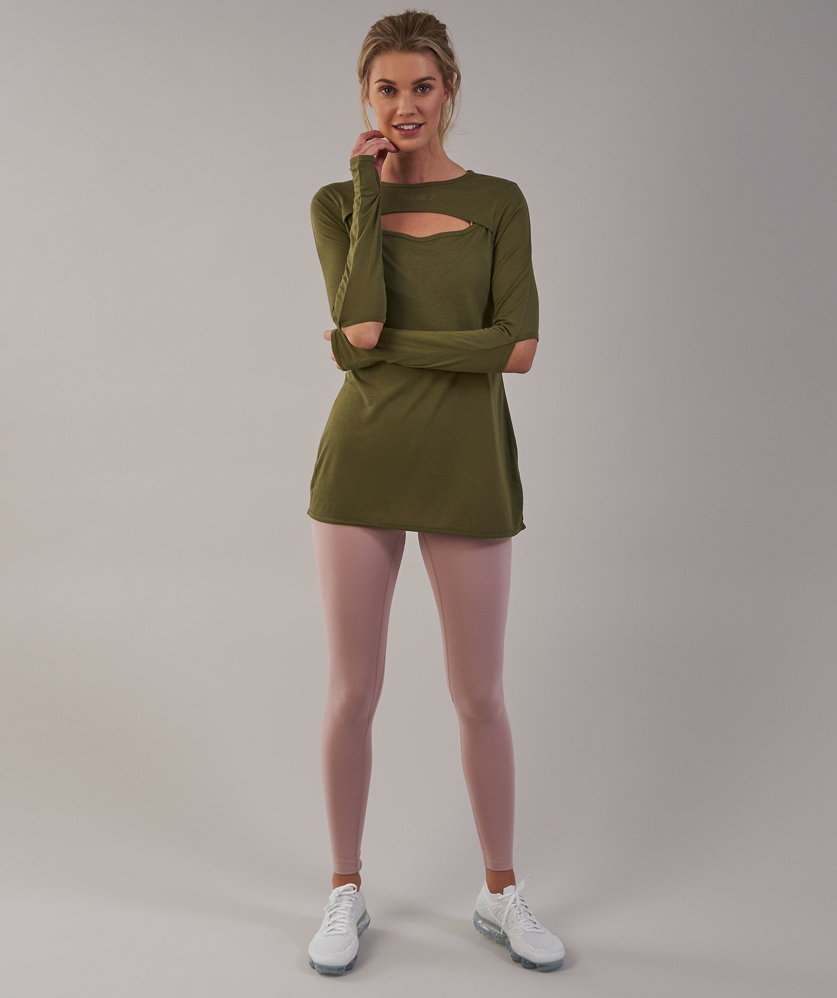 Cut Out Long Sleeve in Khaki - view 4