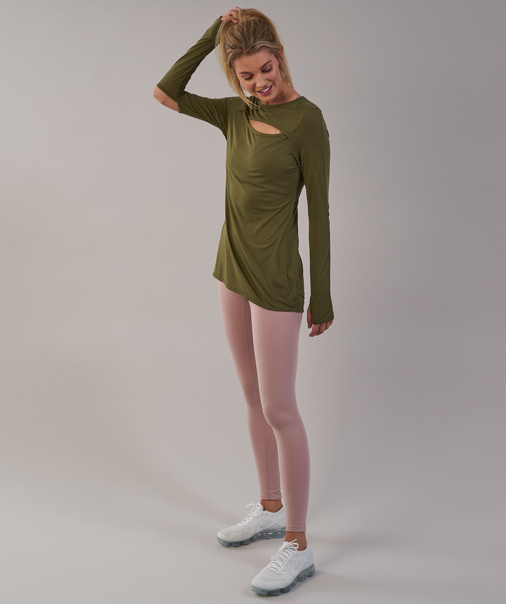 Cut Out Long Sleeve in Khaki - view 5