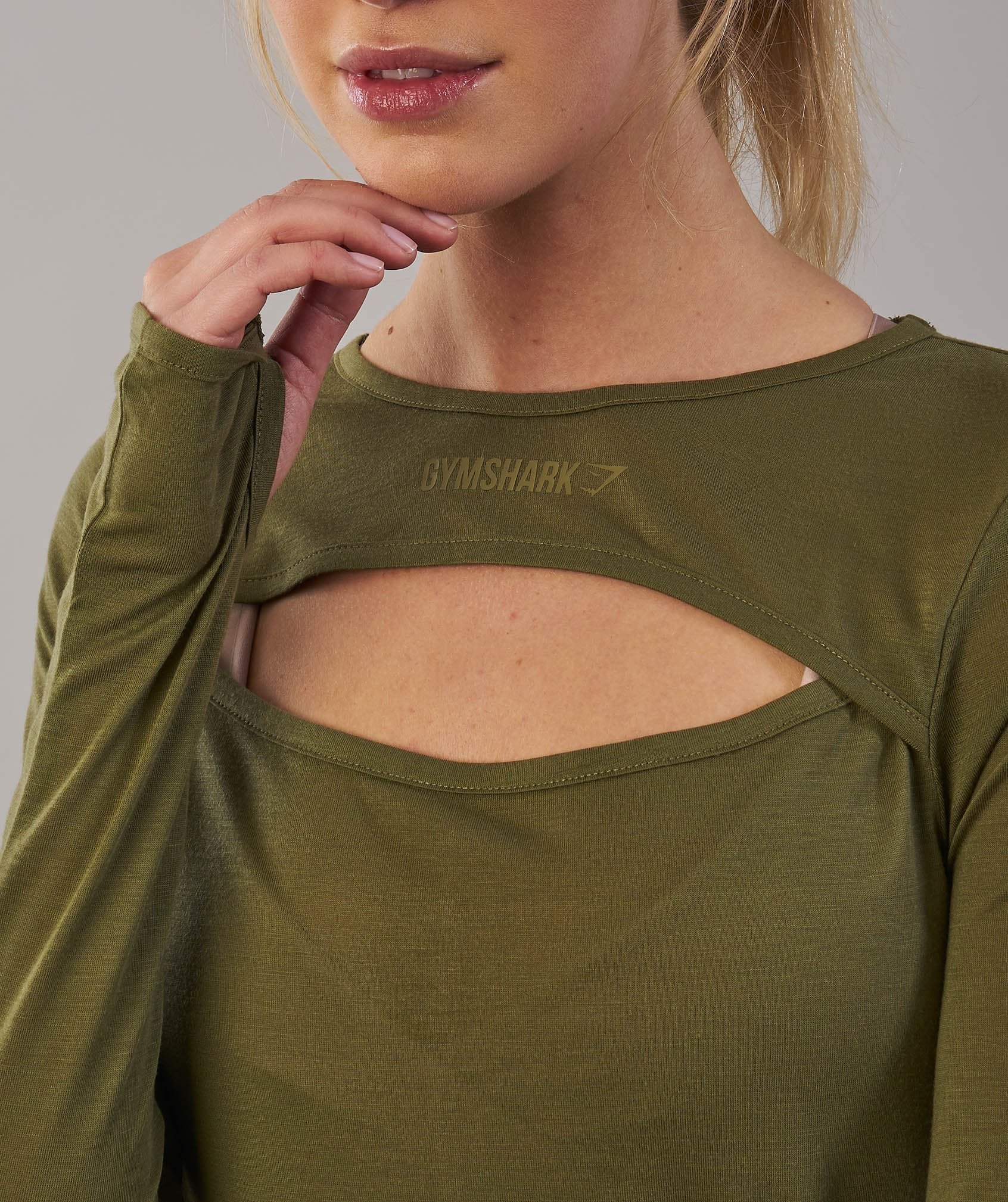Cut Out Long Sleeve in Khaki - view 2