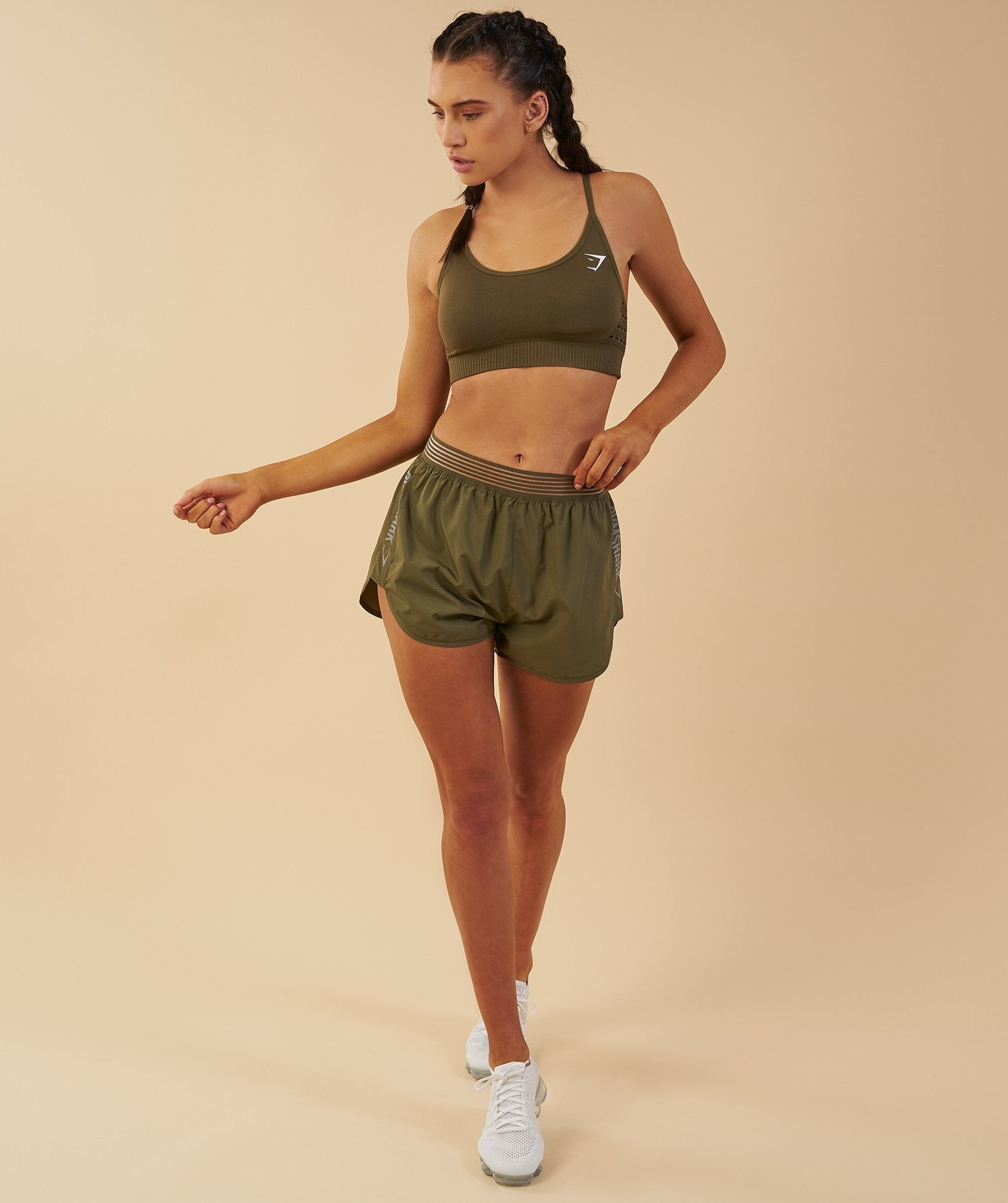 Running Shorts in Khaki - view 5