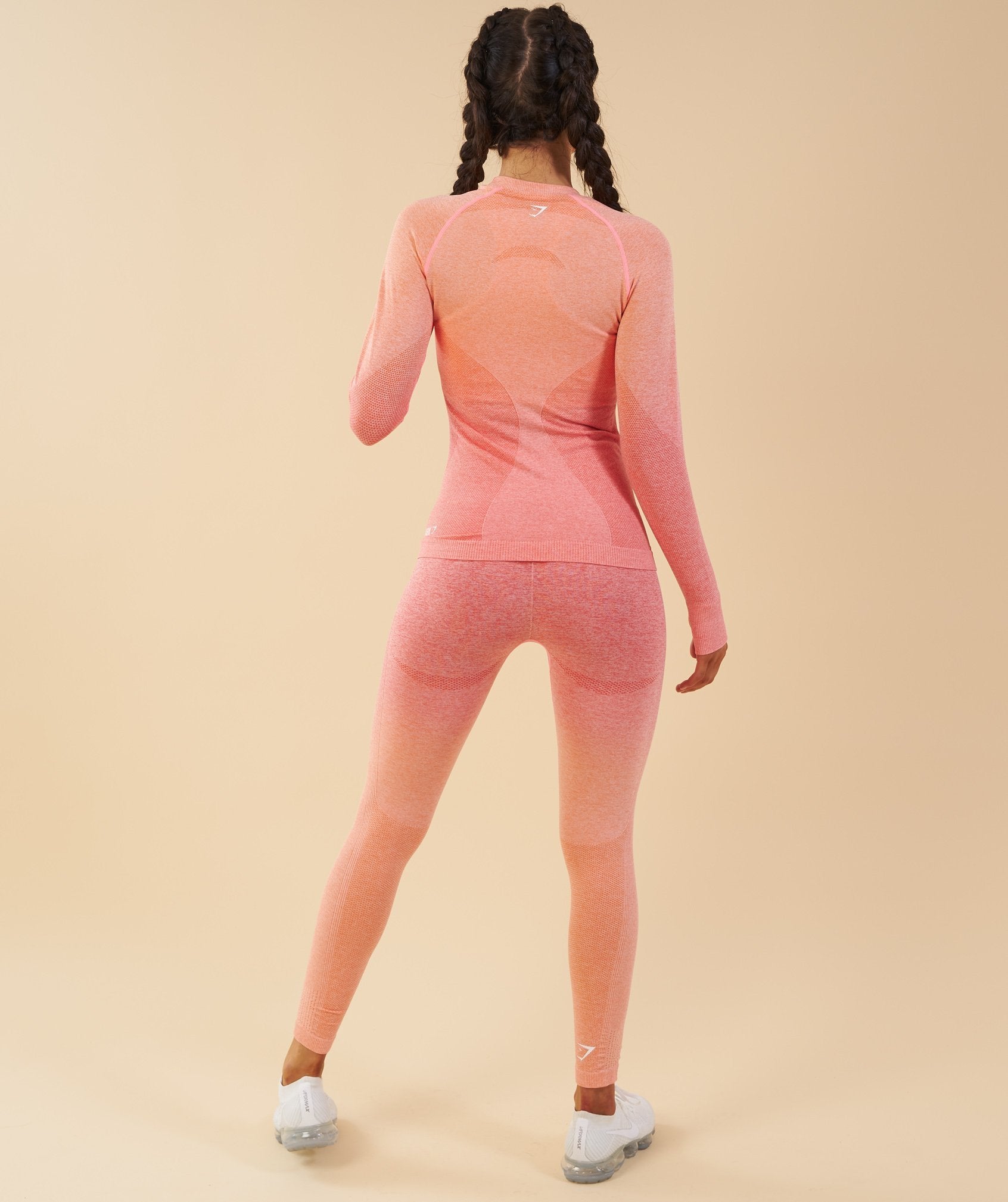 Ombre Seamless Long Sleeve Top  - Peach Coral in null - view 3