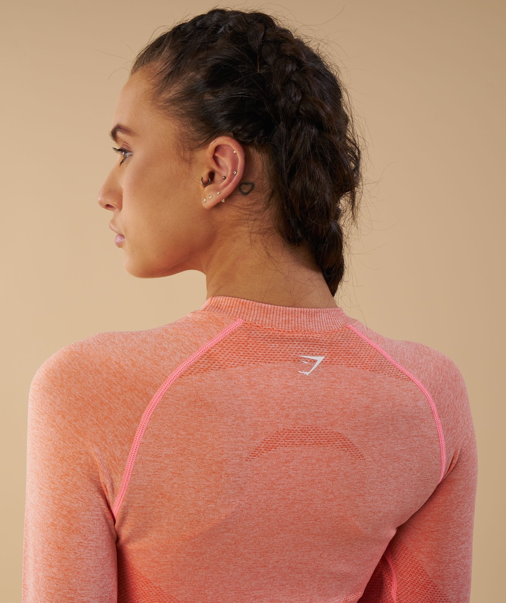 Ombre Seamless Long Sleeve Top  - Peach Coral in null - view 2